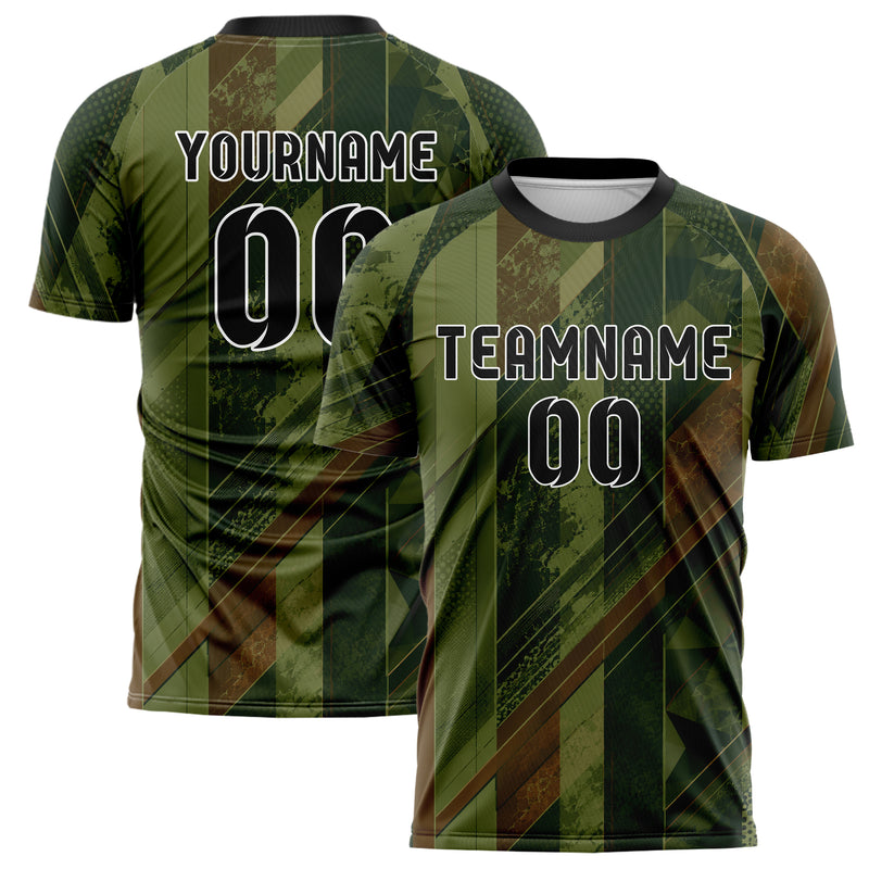 Olivgruen erdiges Streifen vertikale Baender Design 13-0020 individuelles Fußballtrikot main