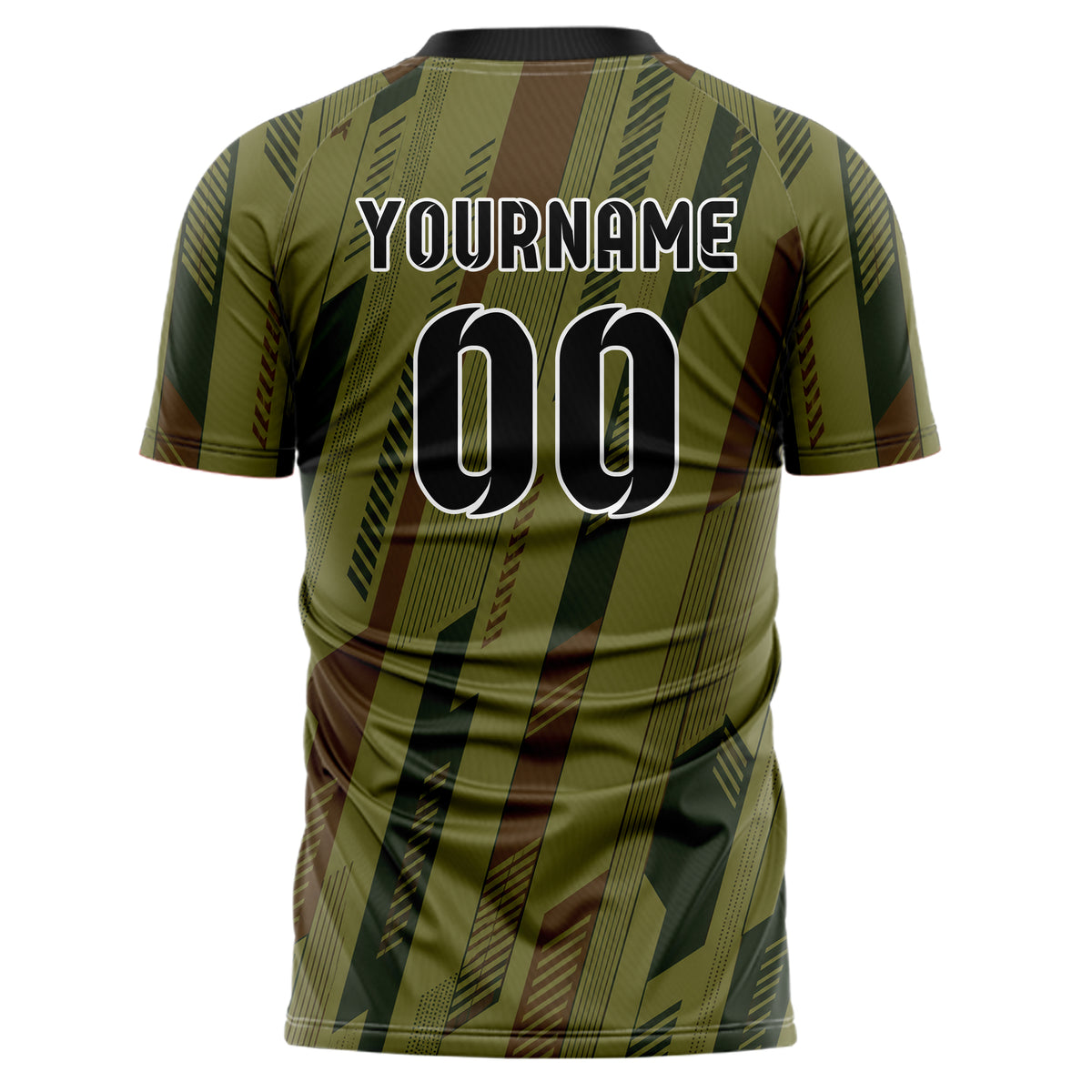 Olivgruen erdiges Streifen vertikale Baender Design 13-0110 individuelles Fußballtrikot back