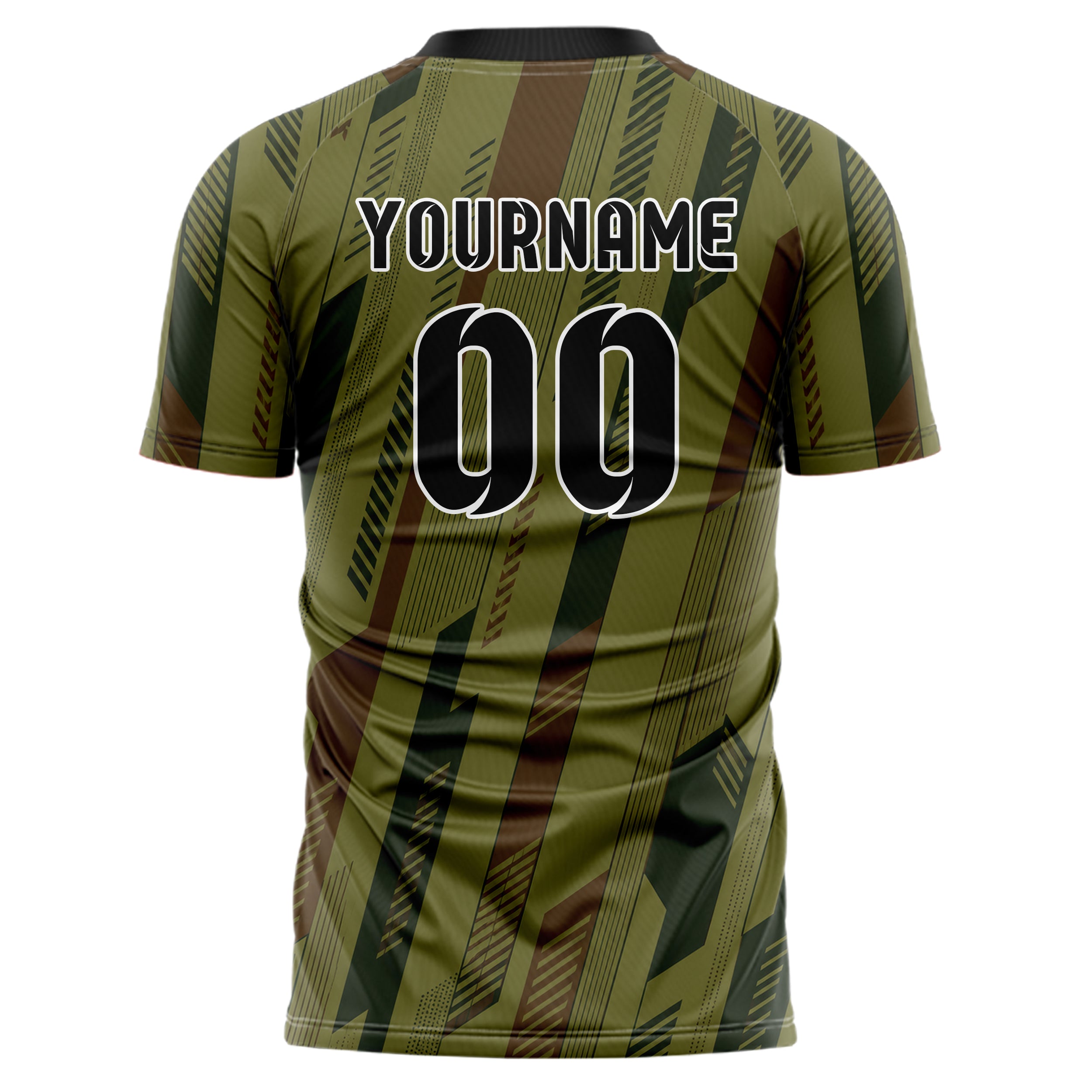 Olivgruen erdiges Streifen vertikale Baender Design 13-0110 individuelles Fußballtrikot back