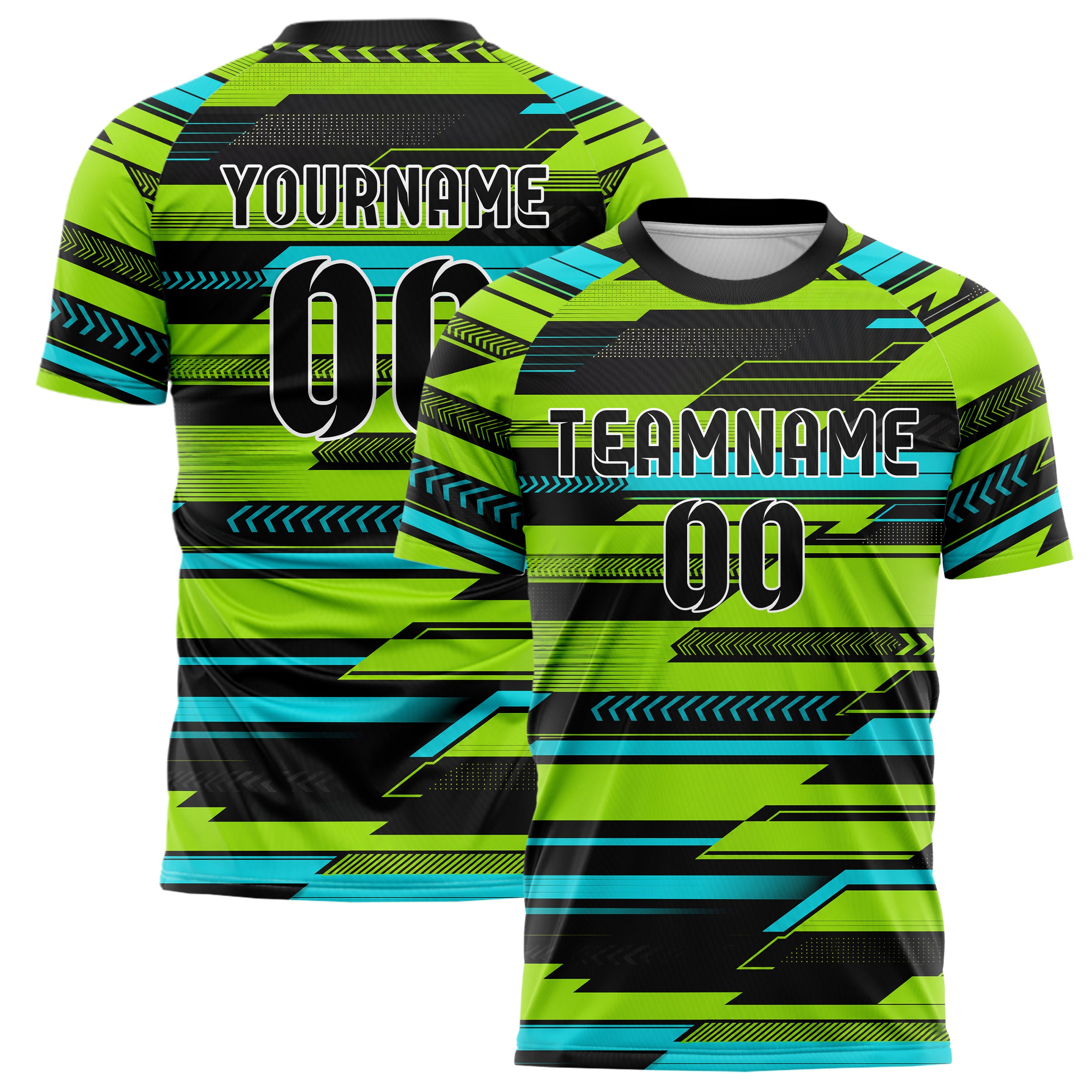 Neongruen lebendiges Streifen horizontale Baender Design 13-0003 individuelles Fußballtrikot main
