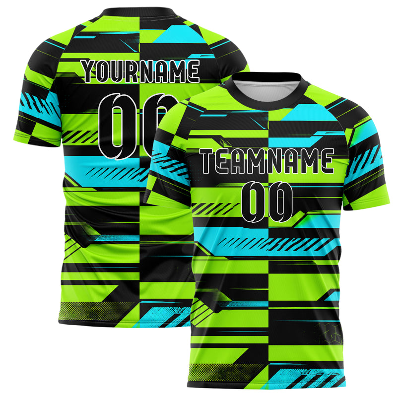 Neongruen lebendiges Streifen horizontale Baender Design 13-0021 individuelles Fußballtrikot main