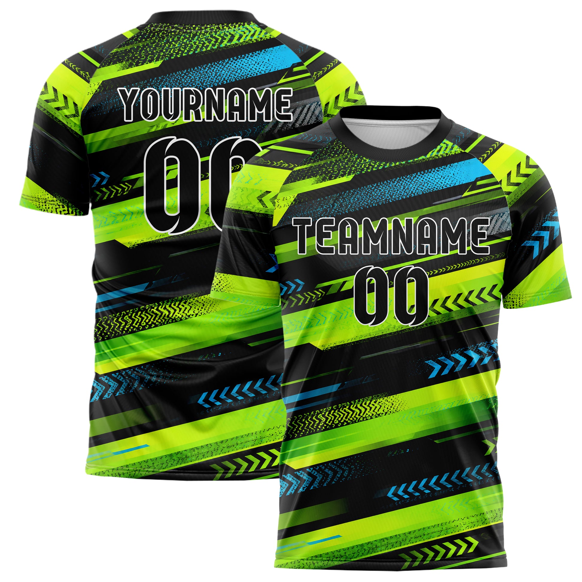 Neongruen lebendiges Streifen horizontale Baender Design 13-0075 individuelles Fußballtrikot main