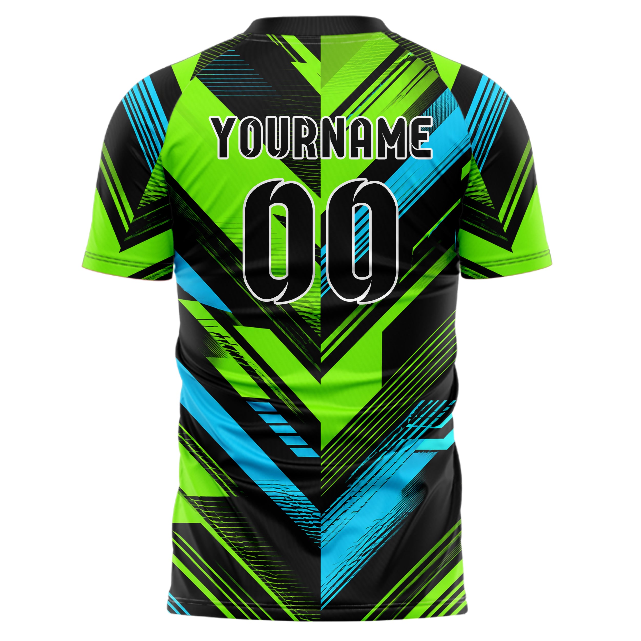 Neongruen lebendiges Streifen breite diagonale Streifen Design 13-0030 individuelles Fußballtrikot back
