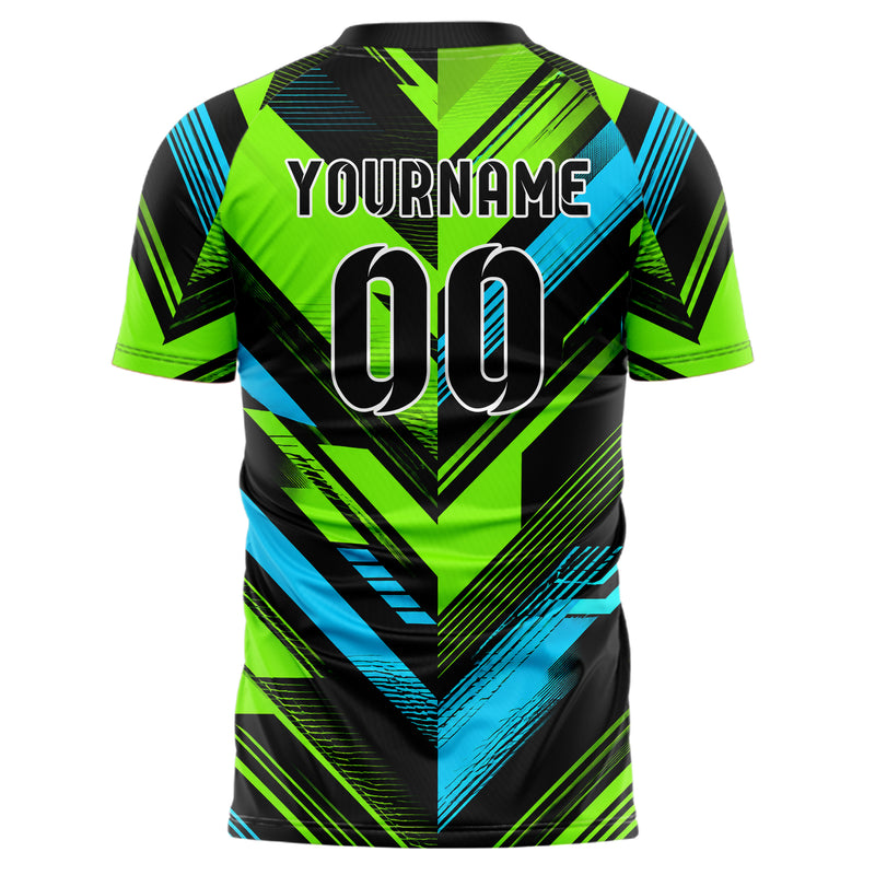 Neongruen lebendiges Streifen breite diagonale Streifen Design 13-0030 individuelles Fußballtrikot back