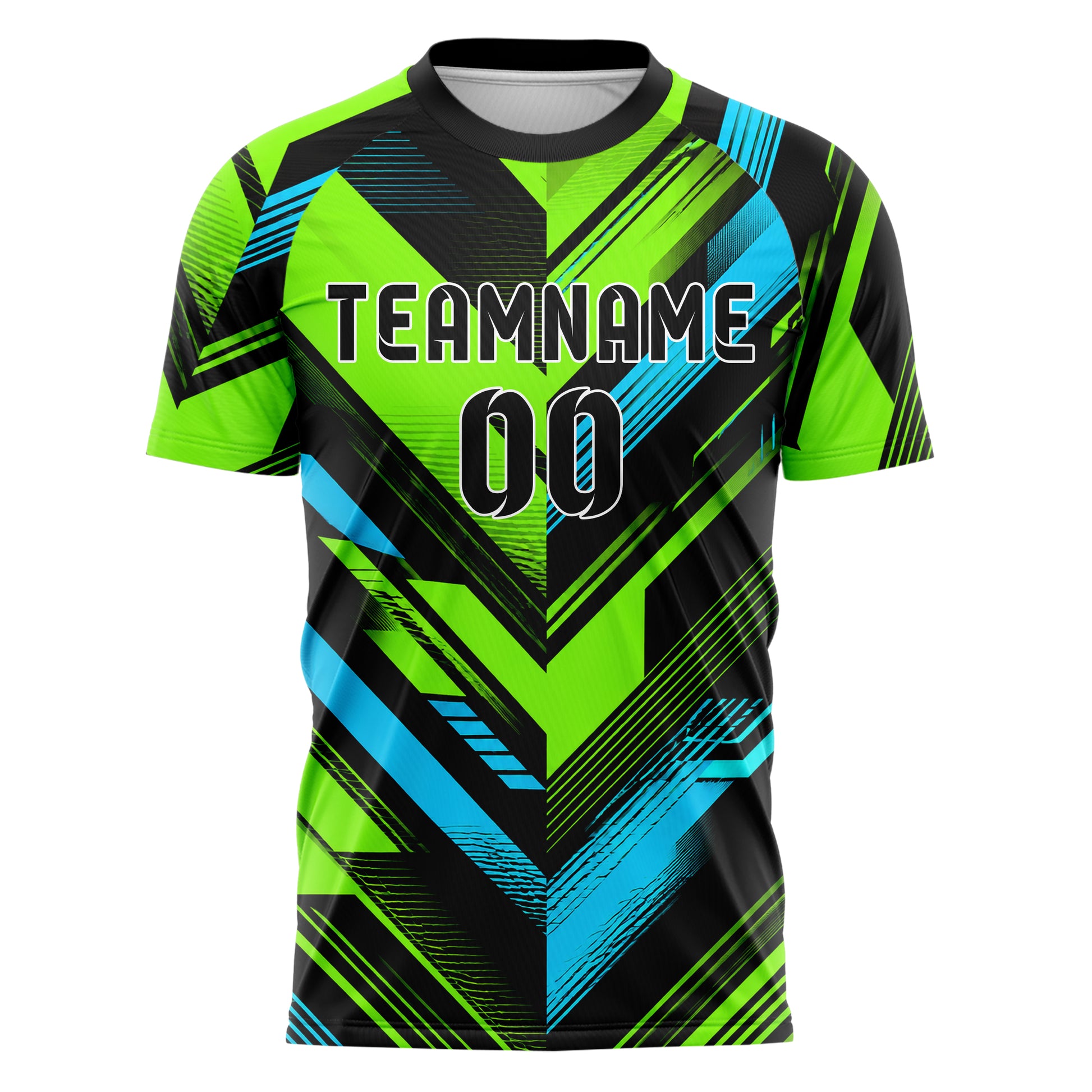 Neongruen lebendiges Streifen breite diagonale Streifen Design 13-0030 individuelles Fußballtrikot front