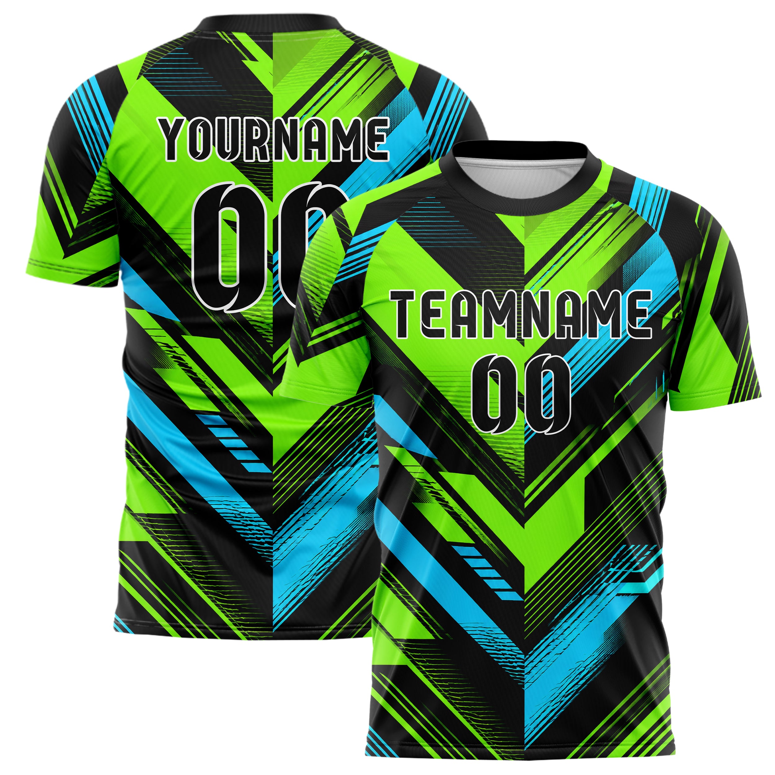 Neongruen lebendiges Streifen breite diagonale Streifen Design 13-0030 individuelles Fußballtrikot main