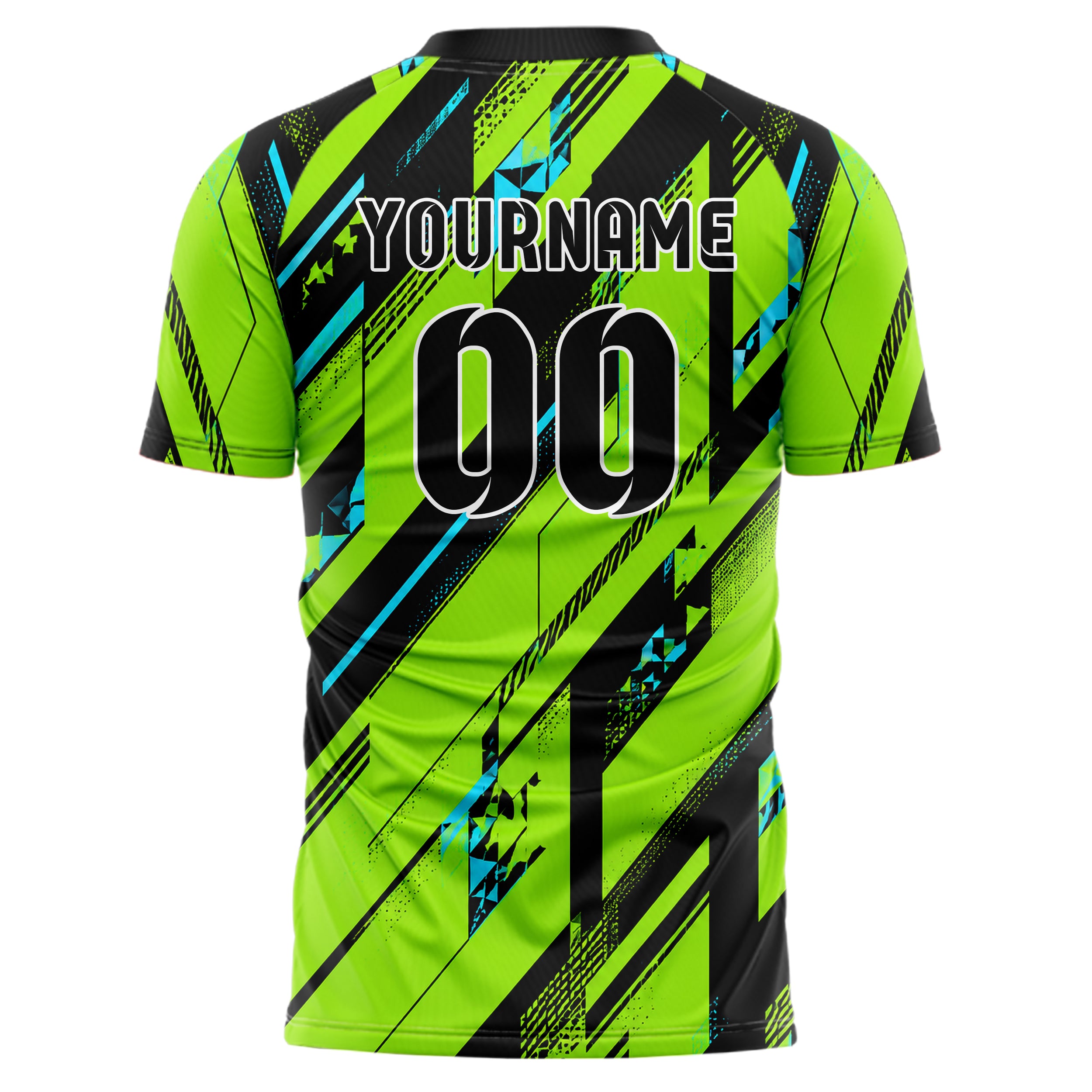 Neongruen lebendiges Streifen breite diagonale Streifen Design 13-0060 individuelles Fußballtrikot back