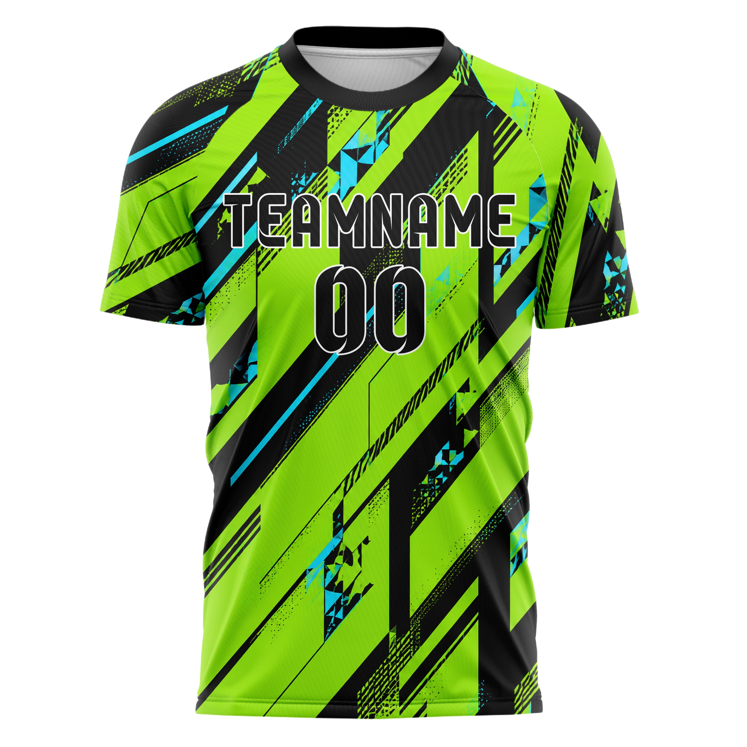 Neongruen lebendiges Streifen breite diagonale Streifen Design 13-0060 individuelles Fußballtrikot front