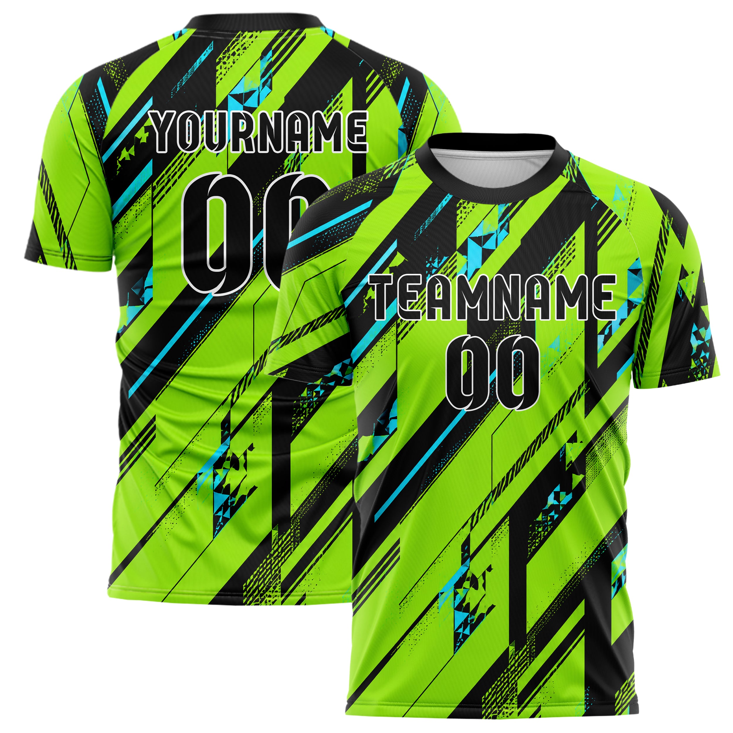 Neongruen lebendiges Streifen breite diagonale Streifen Design 13-0060 individuelles Fußballtrikot main
