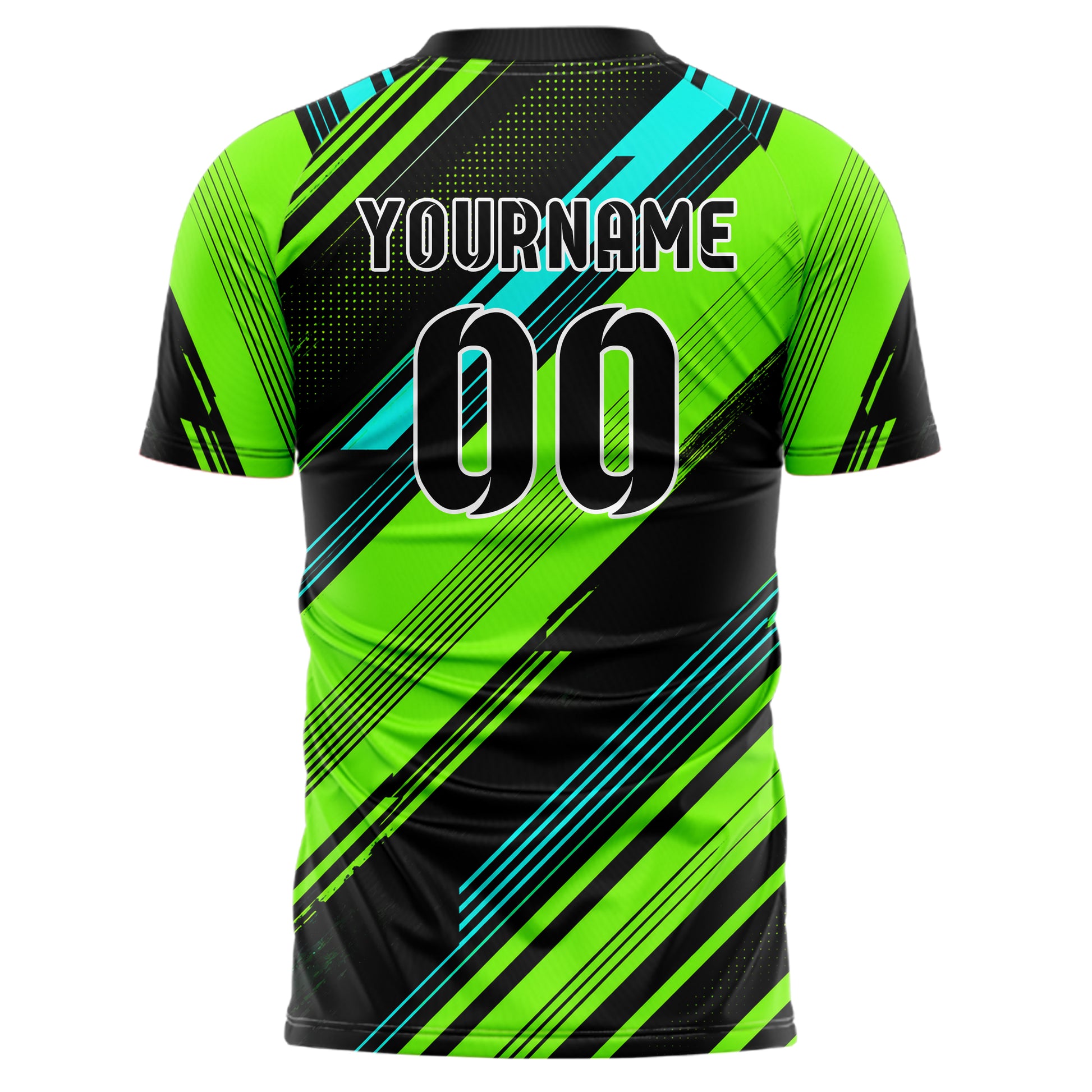 Neongruen lebendiges Streifen breite diagonale Streifen Design 13-0150 individuelles Fußballtrikot back