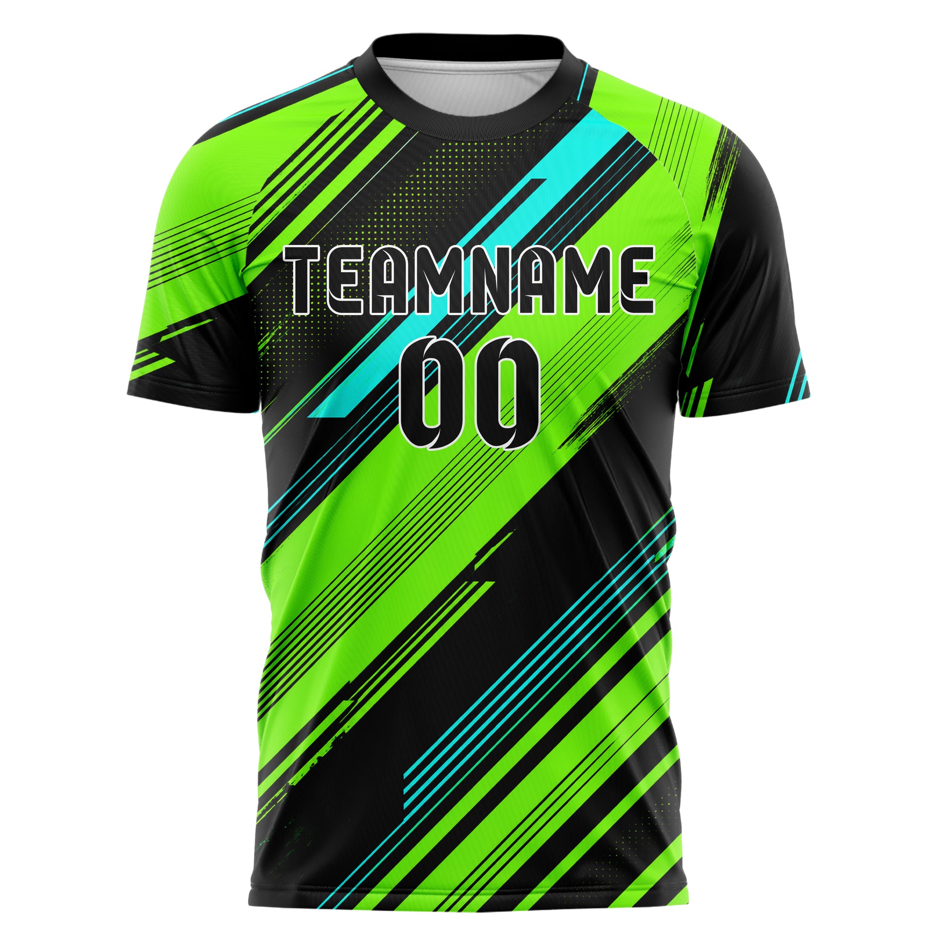Neongruen lebendiges Streifen breite diagonale Streifen Design 13-0150 individuelles Fußballtrikot front