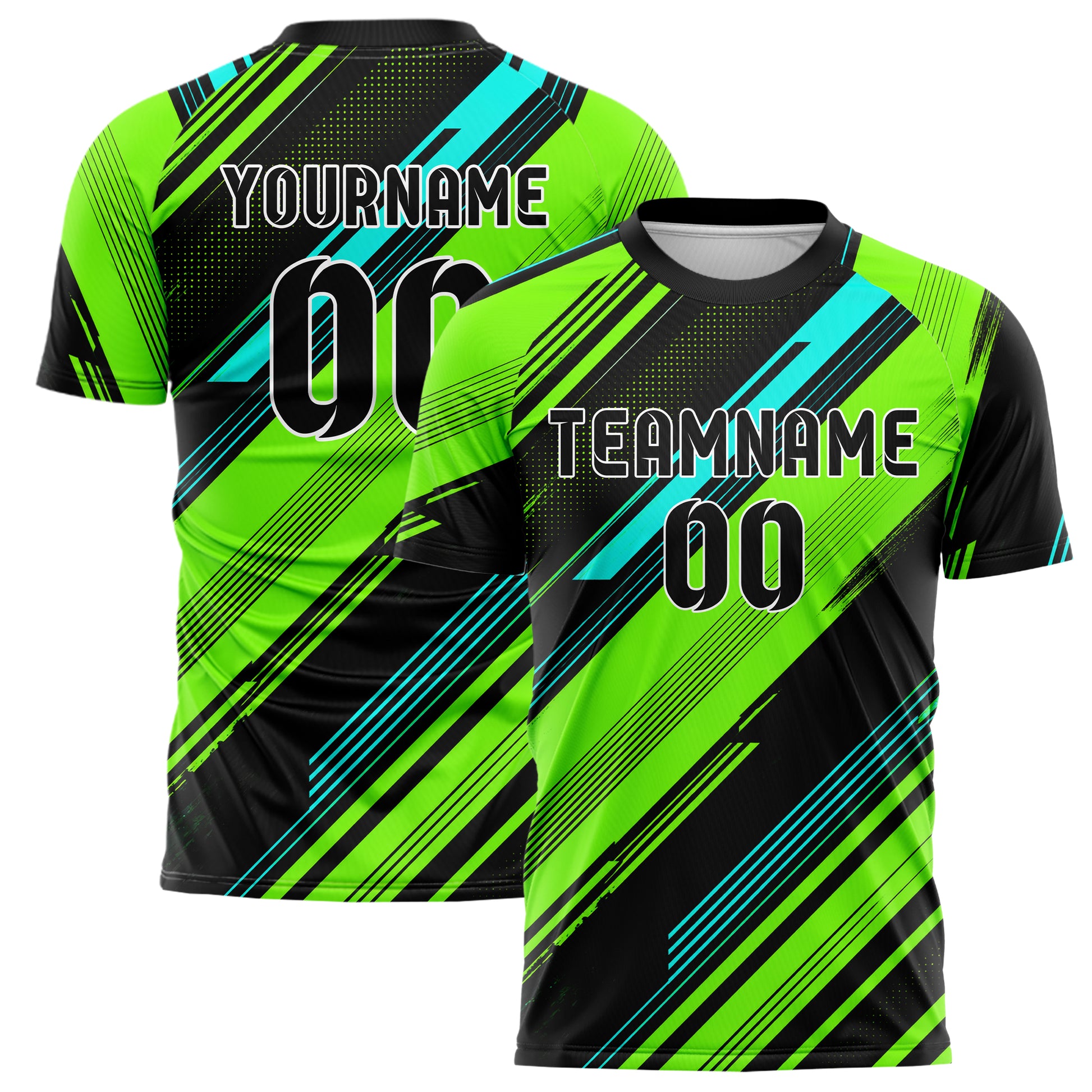 Neongruen lebendiges Streifen breite diagonale Streifen Design 13-0150 individuelles Fußballtrikot main