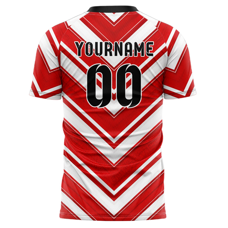 Rot klassisches Streifen Chevron Streifen Design 13-0043 individuelles Fußballtrikot back