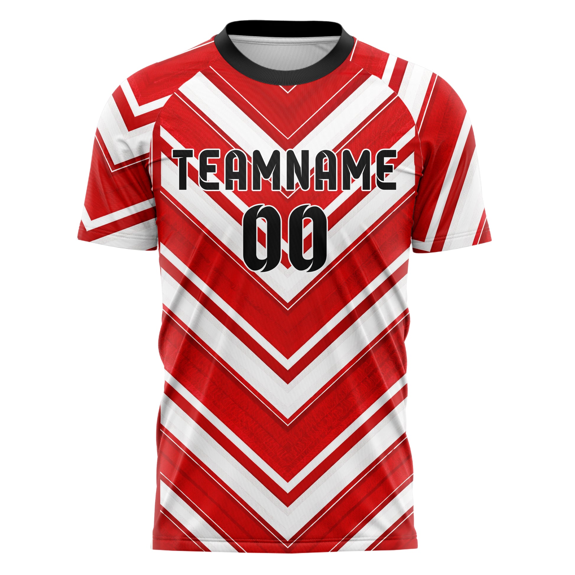 Rot klassisches Streifen Chevron Streifen Design 13-0043 individuelles Fußballtrikot front