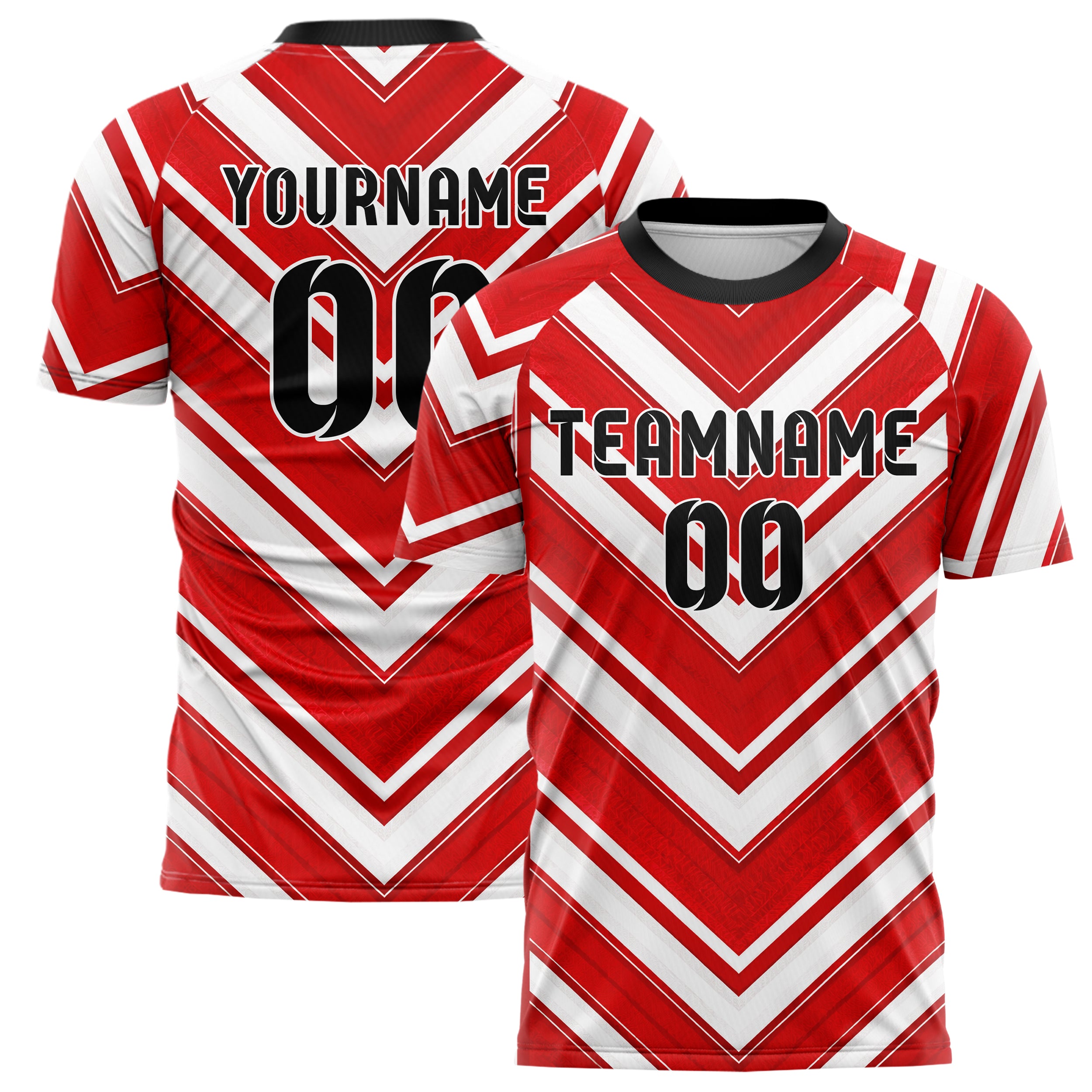 Rot klassisches Streifen Chevron Streifen Design 13-0043 individuelles Fußballtrikot main