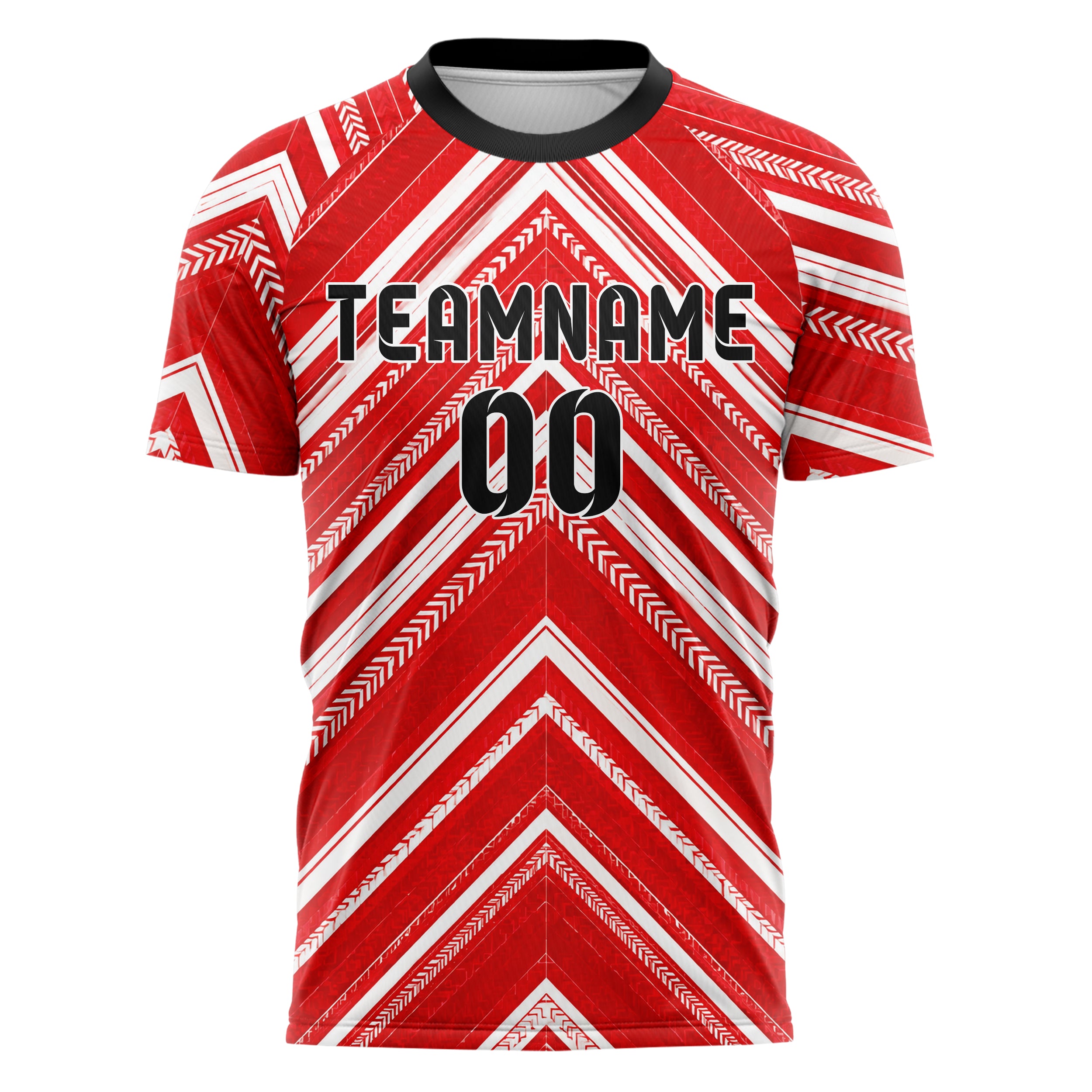 Rot klassisches Streifen Chevron Streifen Design 13-0115 individuelles Fußballtrikot front