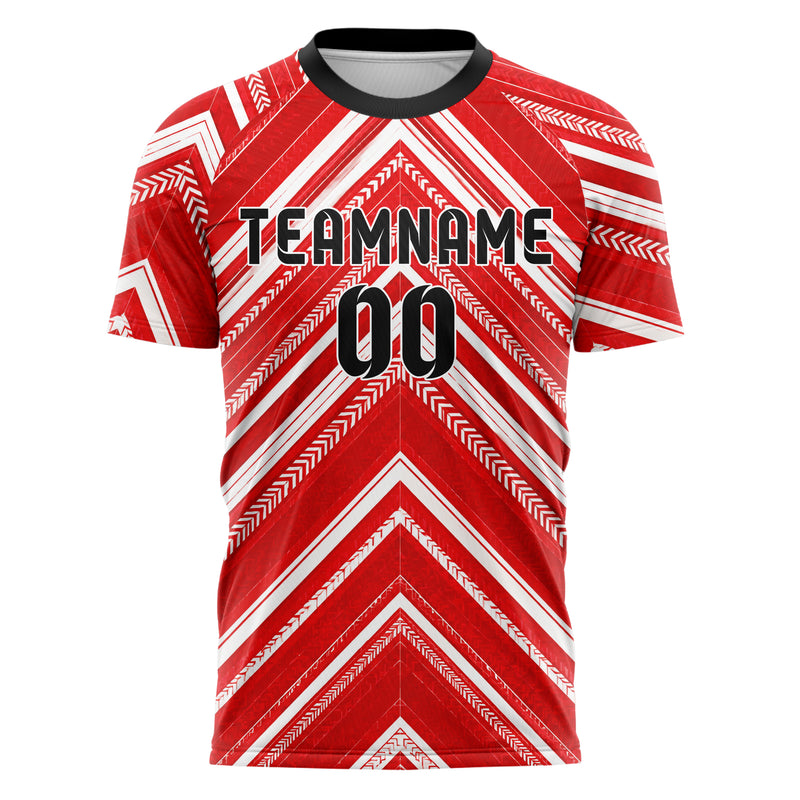 Rot klassisches Streifen Chevron Streifen Design 13-0115 individuelles Fußballtrikot front