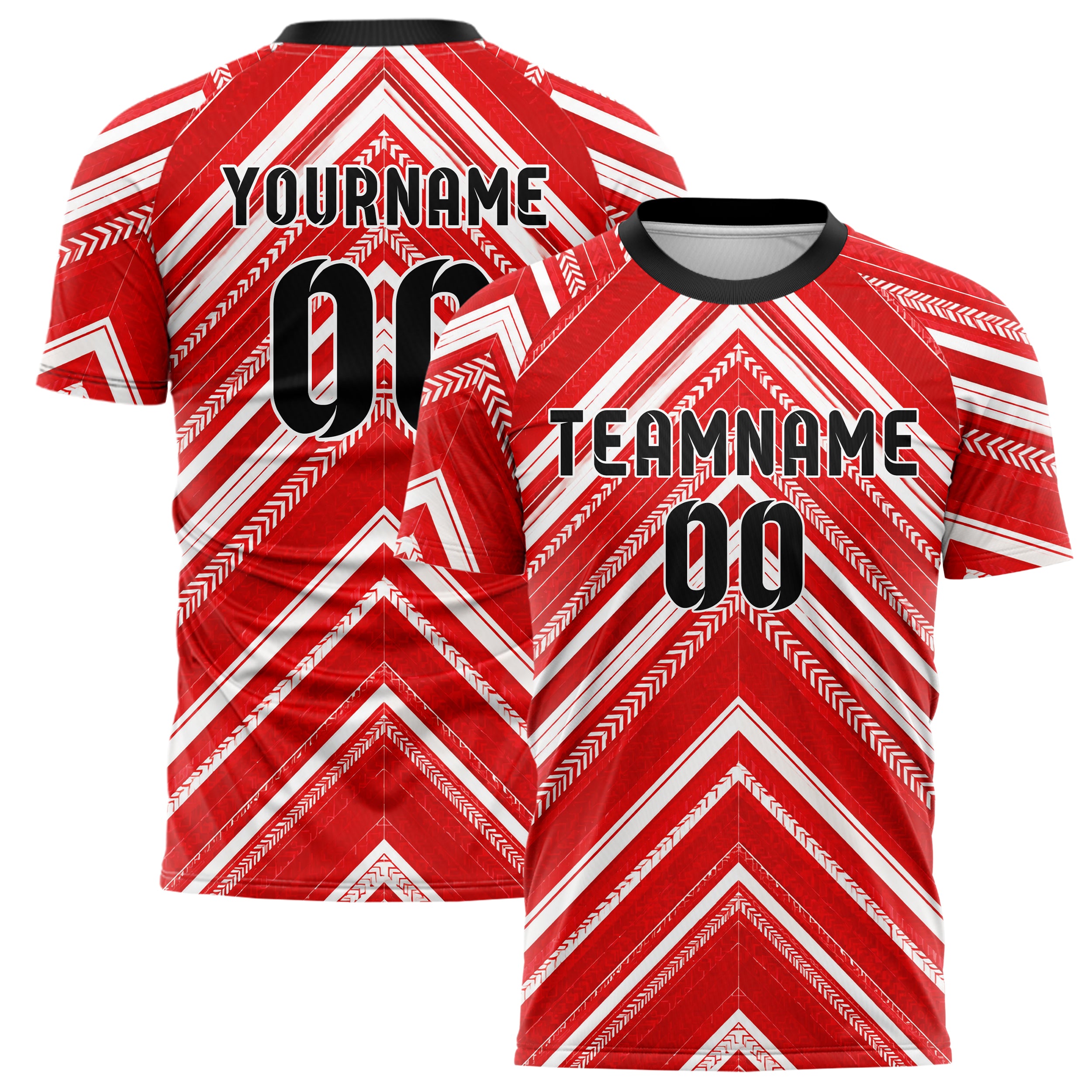 Rot klassisches Streifen Chevron Streifen Design 13-0115 individuelles Fußballtrikot main