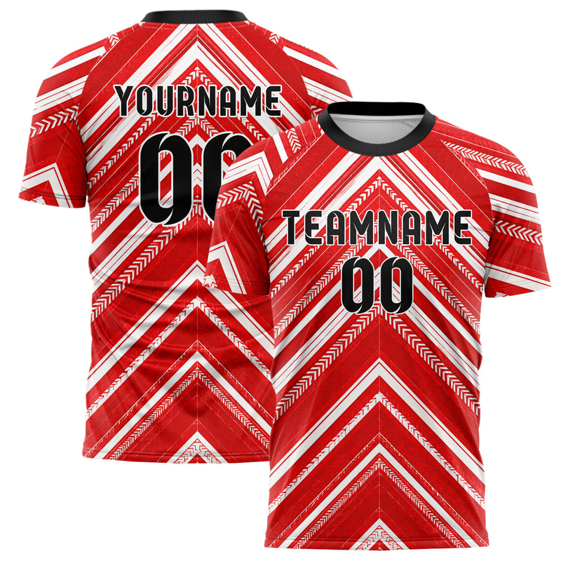 Rot klassisches Streifen Chevron Streifen Design 13-0115 individuelles Fußballtrikot main