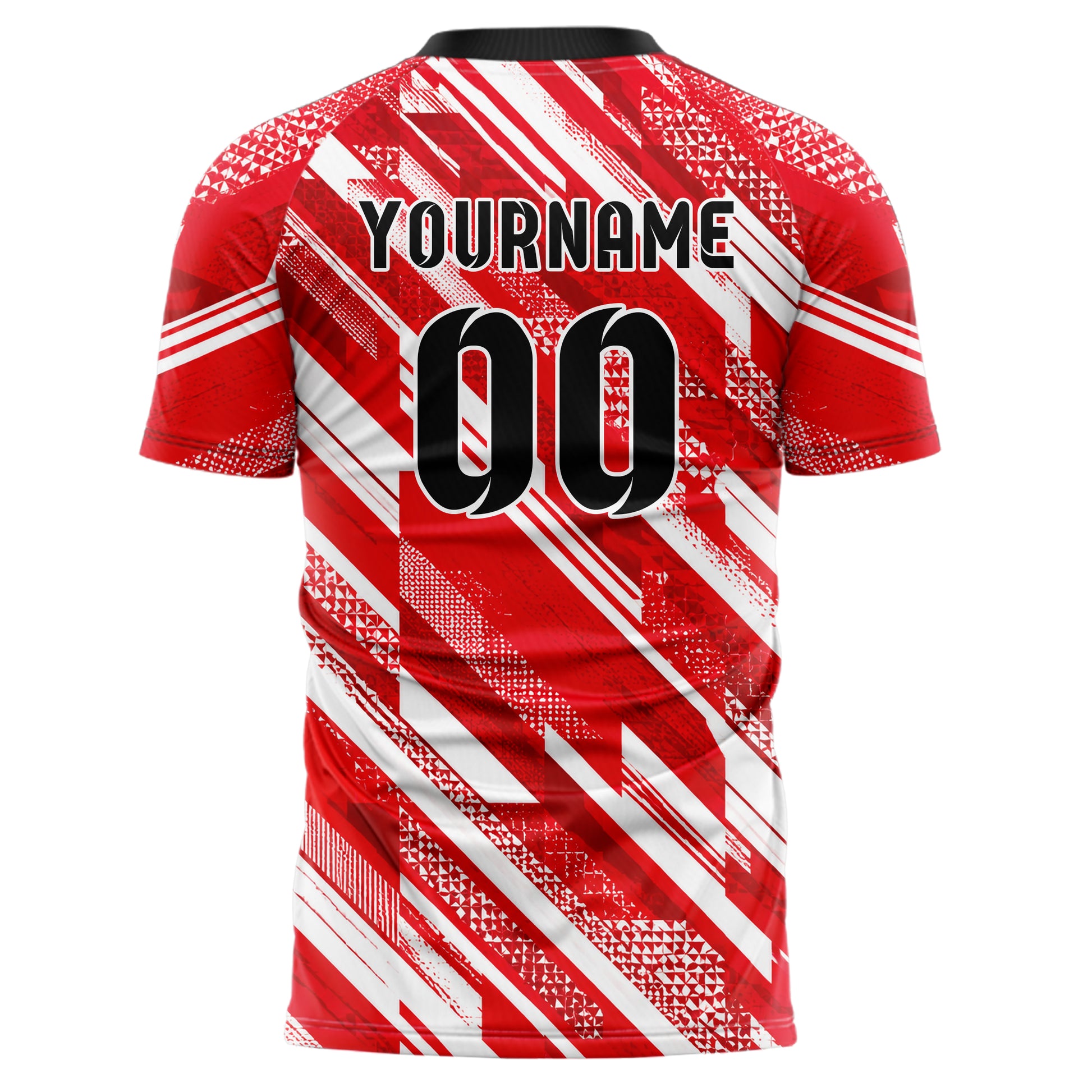Rot klassisches Streifen interlocking diagonal Grid Design 13-0016 individuelles Fußballtrikot back