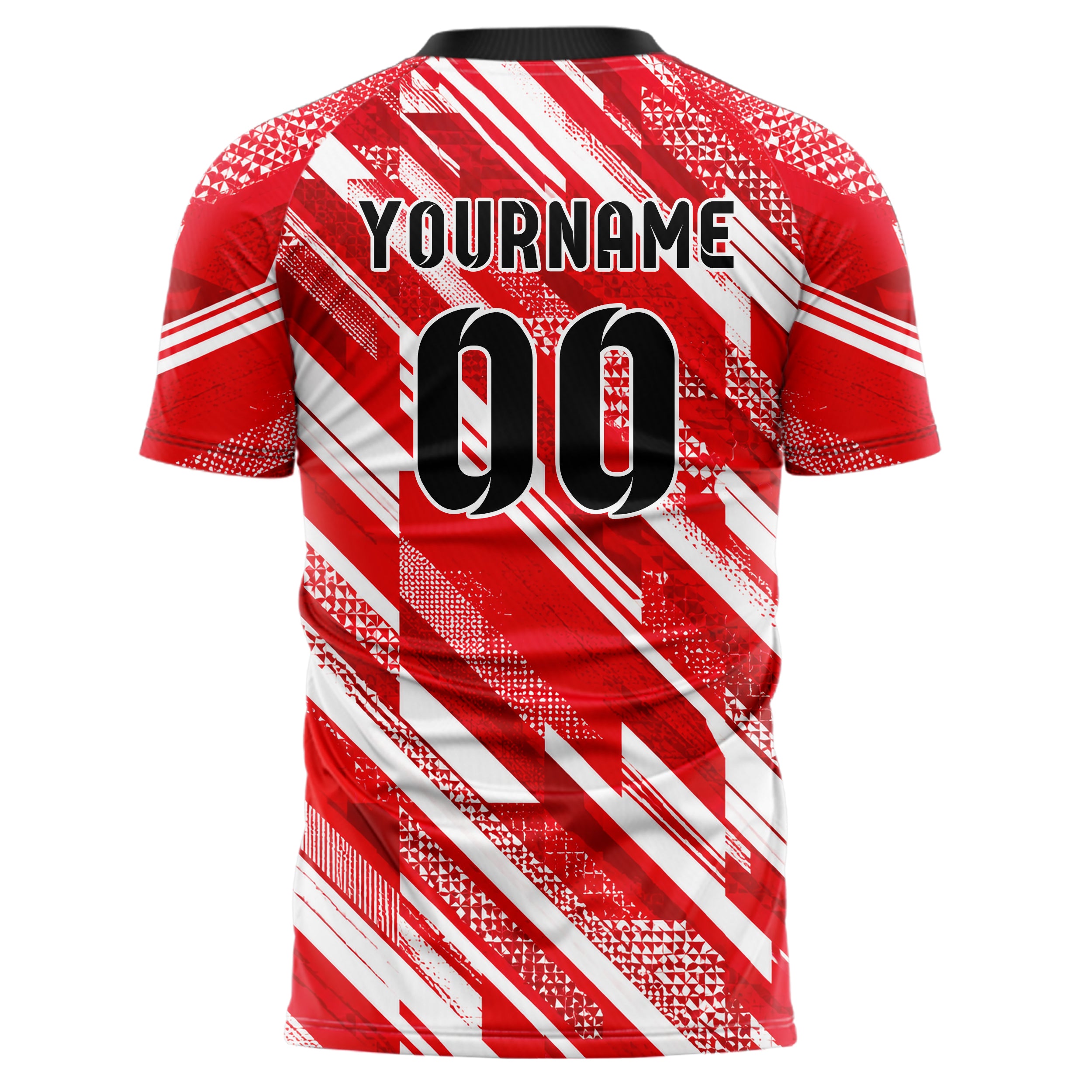 Rot klassisches Streifen interlocking diagonal Grid Design 13-0016 individuelles Fußballtrikot back