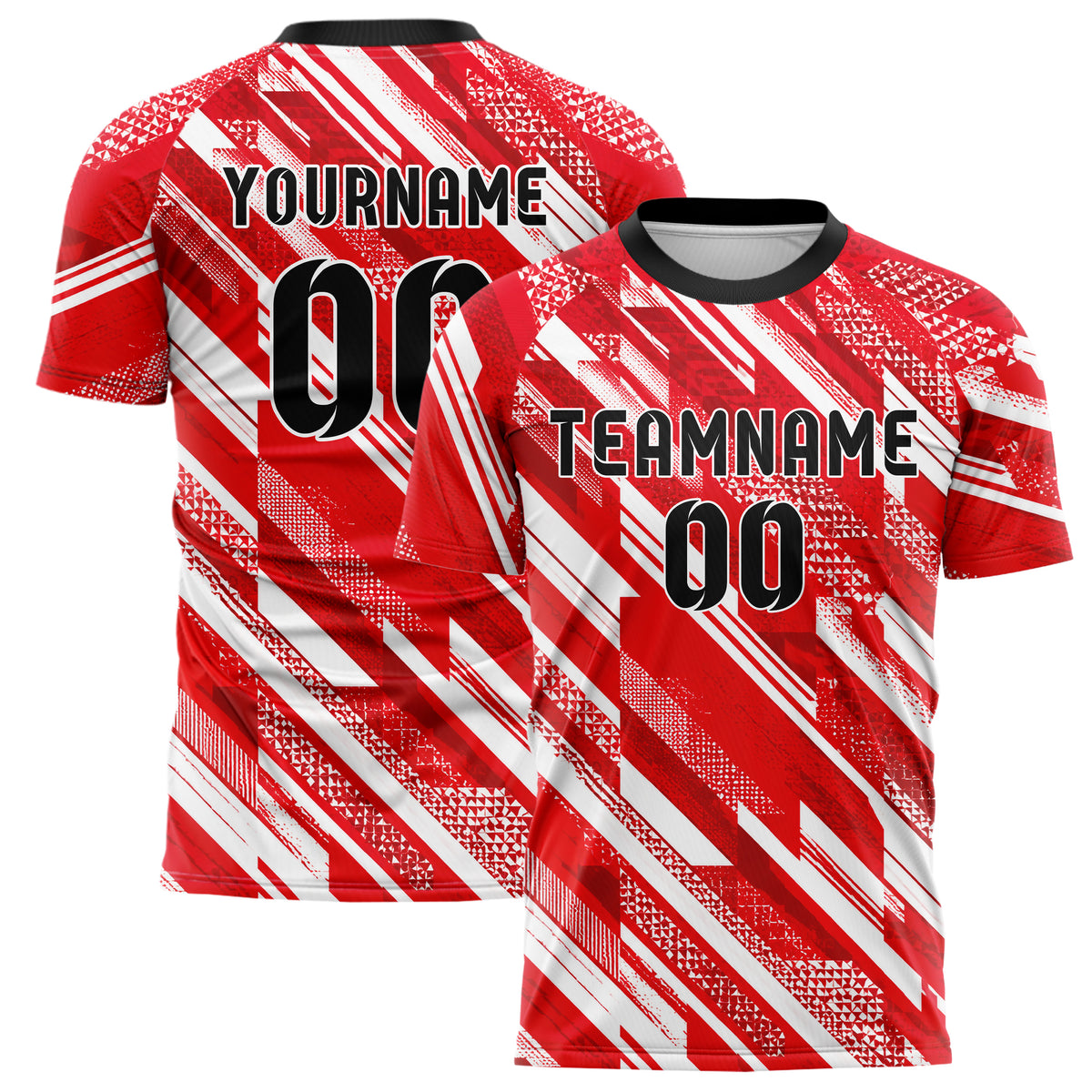 Rot klassisches Streifen interlocking diagonal Grid Design 13-0016 individuelles Fußballtrikot main