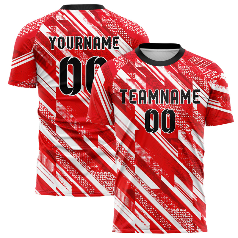 Rot klassisches Streifen interlocking diagonal Grid Design 13-0016 individuelles Fußballtrikot main