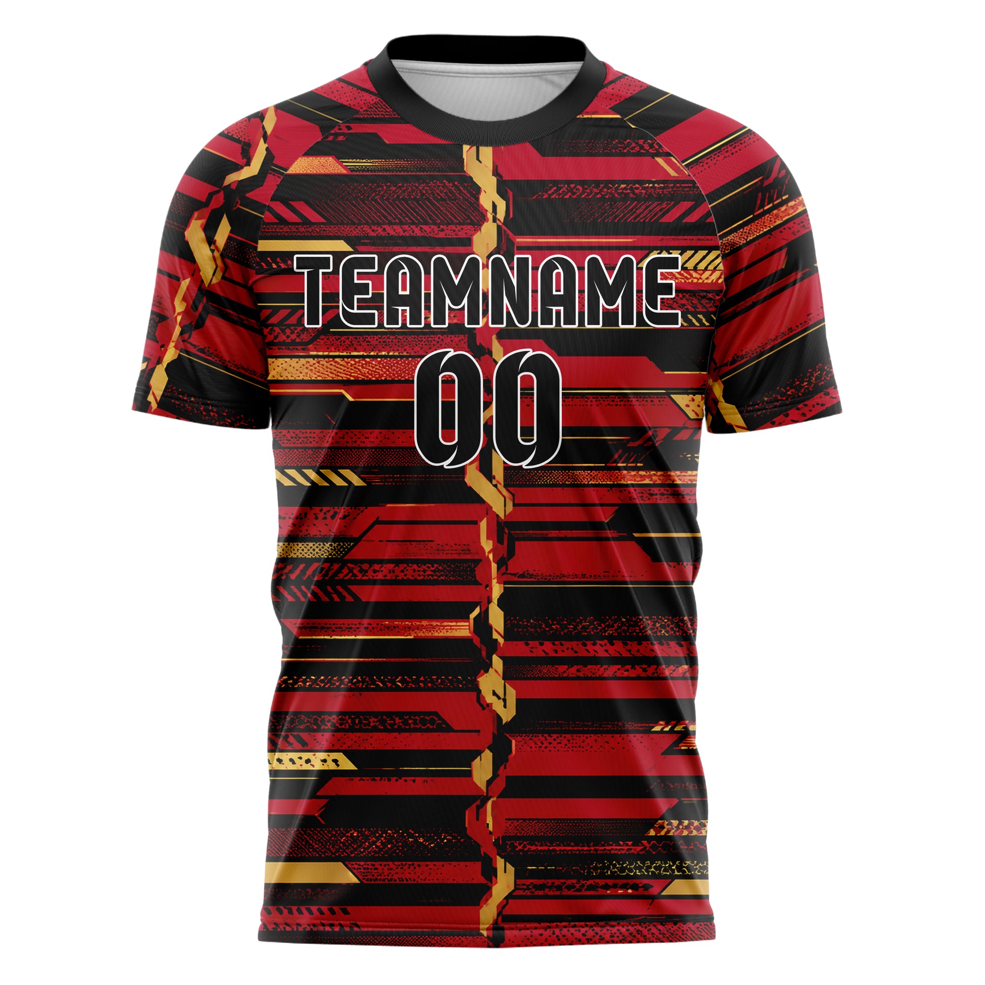 Karmesinrot dunkles Streifen horizontale Baender Design 13-0069 individuelles Fußballtrikot front