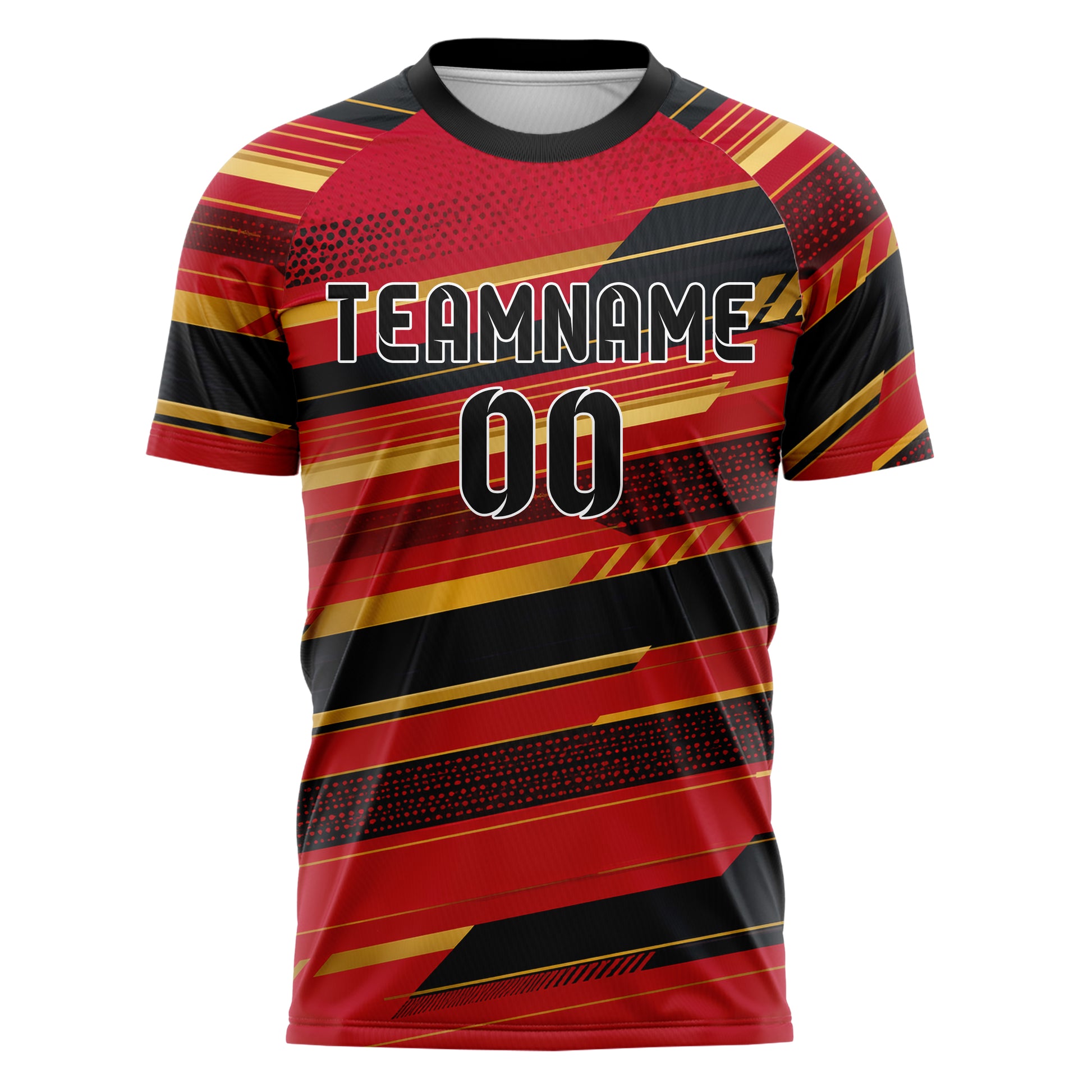 Karmesinrot dunkles Streifen horizontale Baender Design 13-0093 individuelles Fußballtrikot front