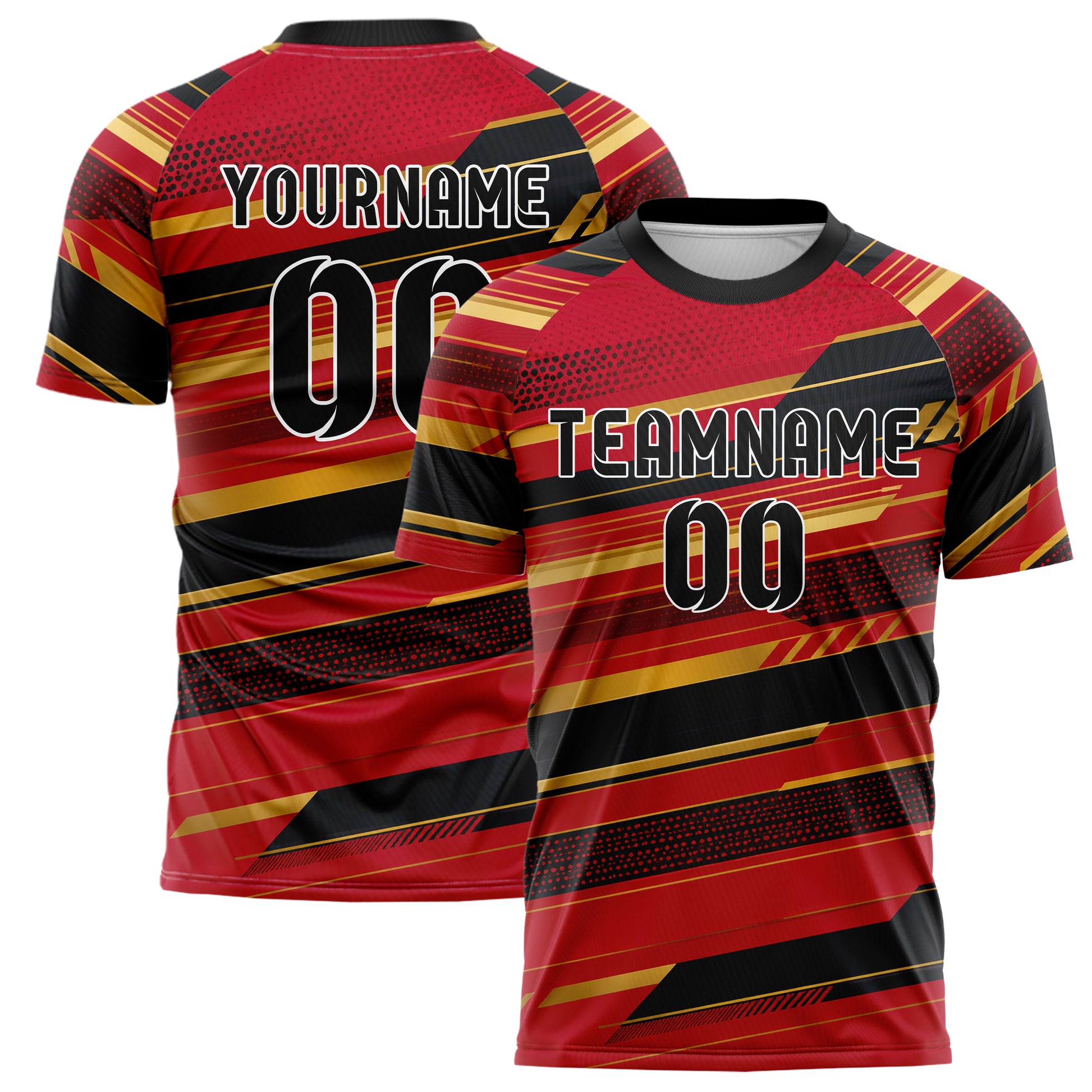 Karmesinrot dunkles Streifen horizontale Baender Design 13-0093 individuelles Fußballtrikot main
