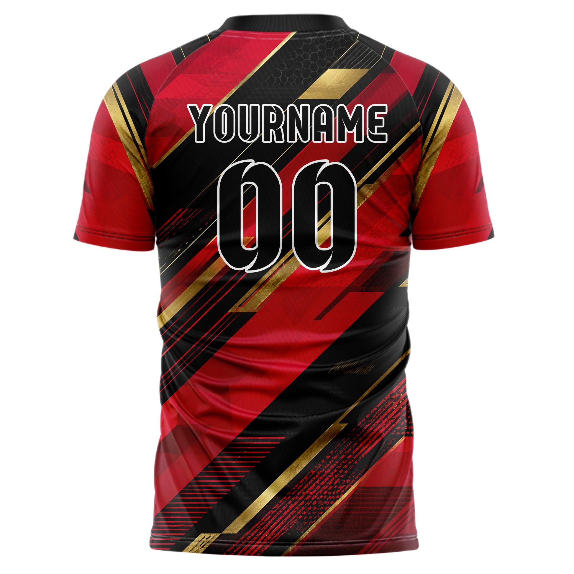 Karmesinrot dunkles Streifen breite diagonale Streifen Design 13-0084 individuelles Fußballtrikot back