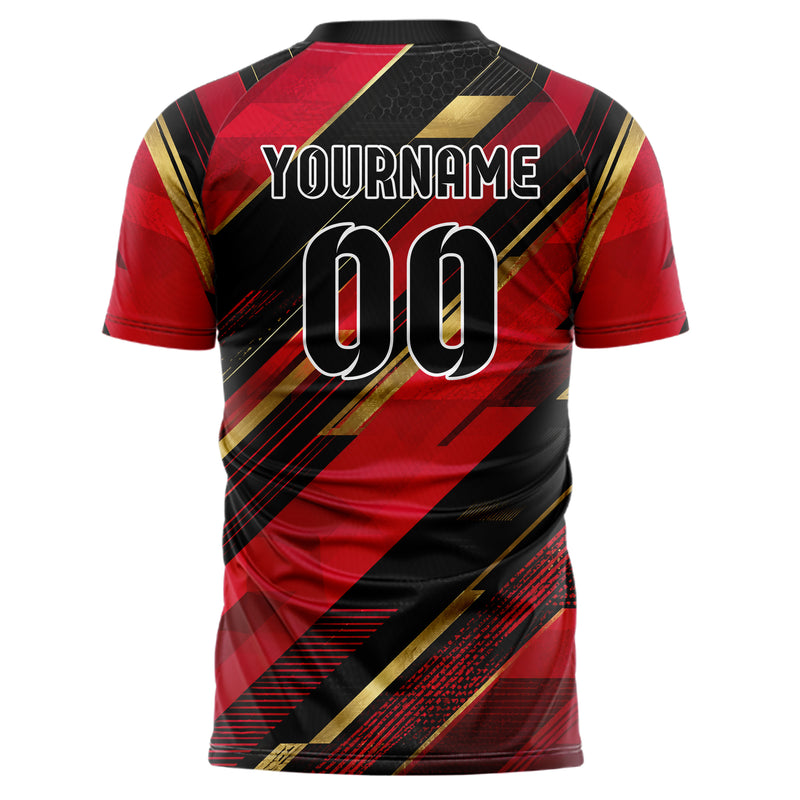 Karmesinrot dunkles Streifen breite diagonale Streifen Design 13-0084 individuelles Fußballtrikot back