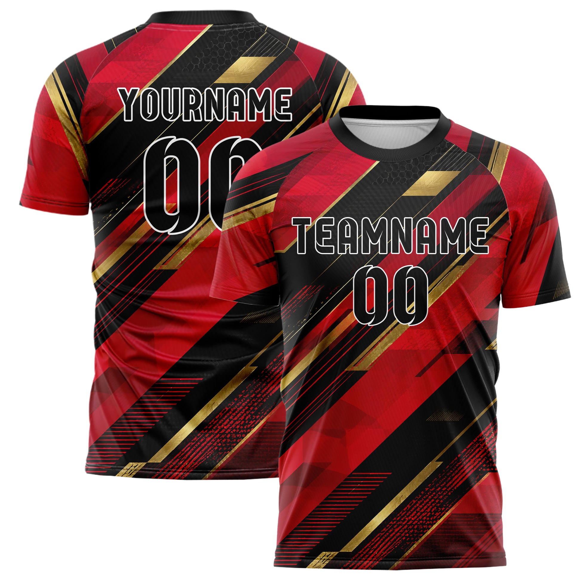 Karmesinrot dunkles Streifen breite diagonale Streifen Design 13-0084 individuelles Fußballtrikot main