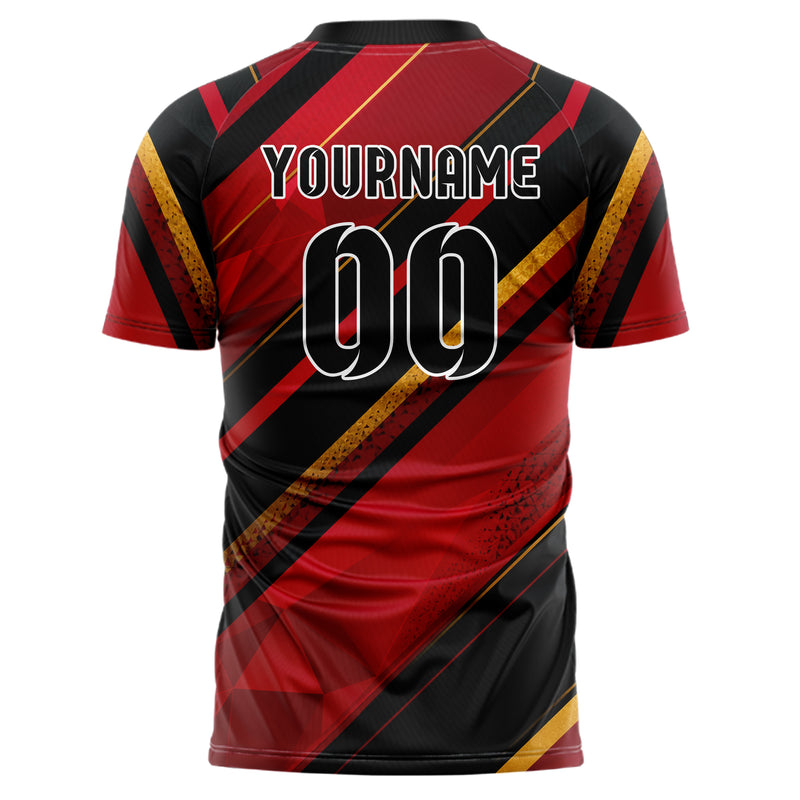 Karmesinrot dunkles Streifen breite diagonale Streifen Design 13-0132 individuelles Fußballtrikot back
