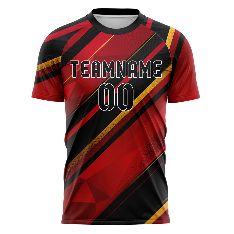 Karmesinrot dunkles Streifen breite diagonale Streifen Design 13-0132 individuelles Fußballtrikot front