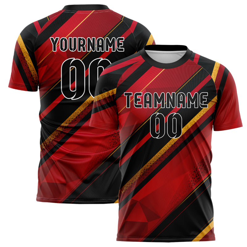 Karmesinrot dunkles Streifen breite diagonale Streifen Design 13-0132 individuelles Fußballtrikot main