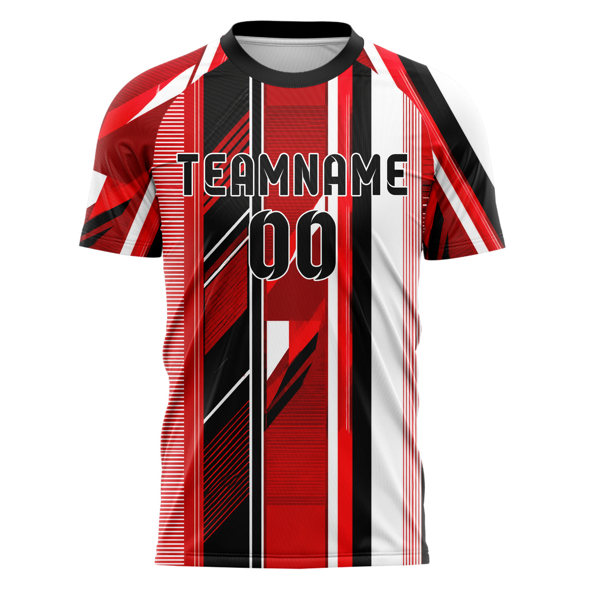 Rot lebendiges Streifen vertikale Baender Design 13-0074 individuelles Fußballtrikot front