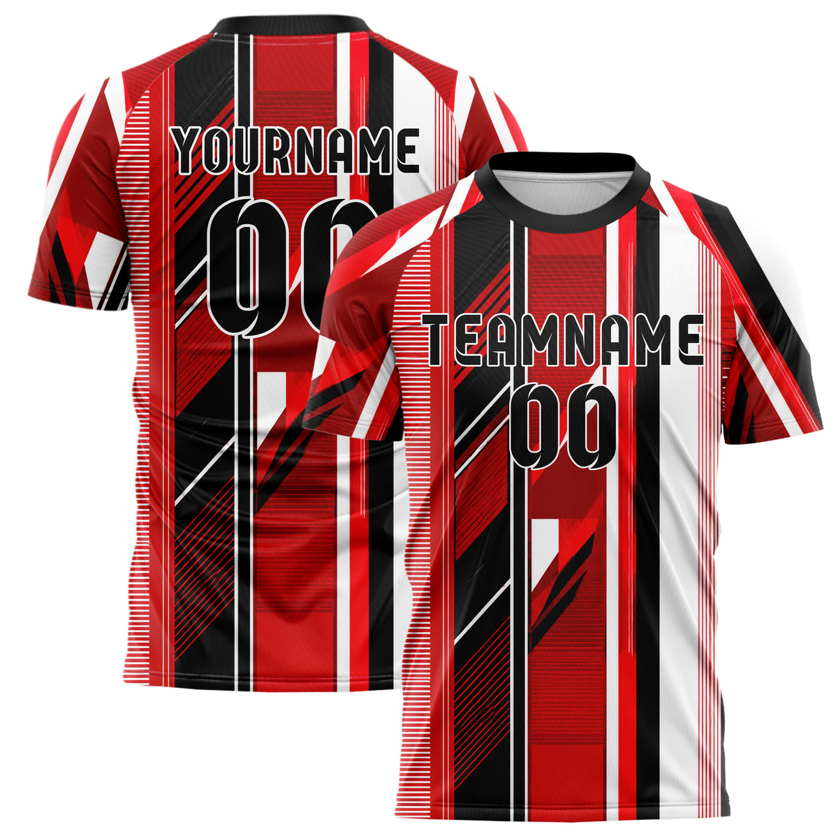 Rot lebendiges Streifen vertikale Baender Design 13-0074 individuelles Fußballtrikot main