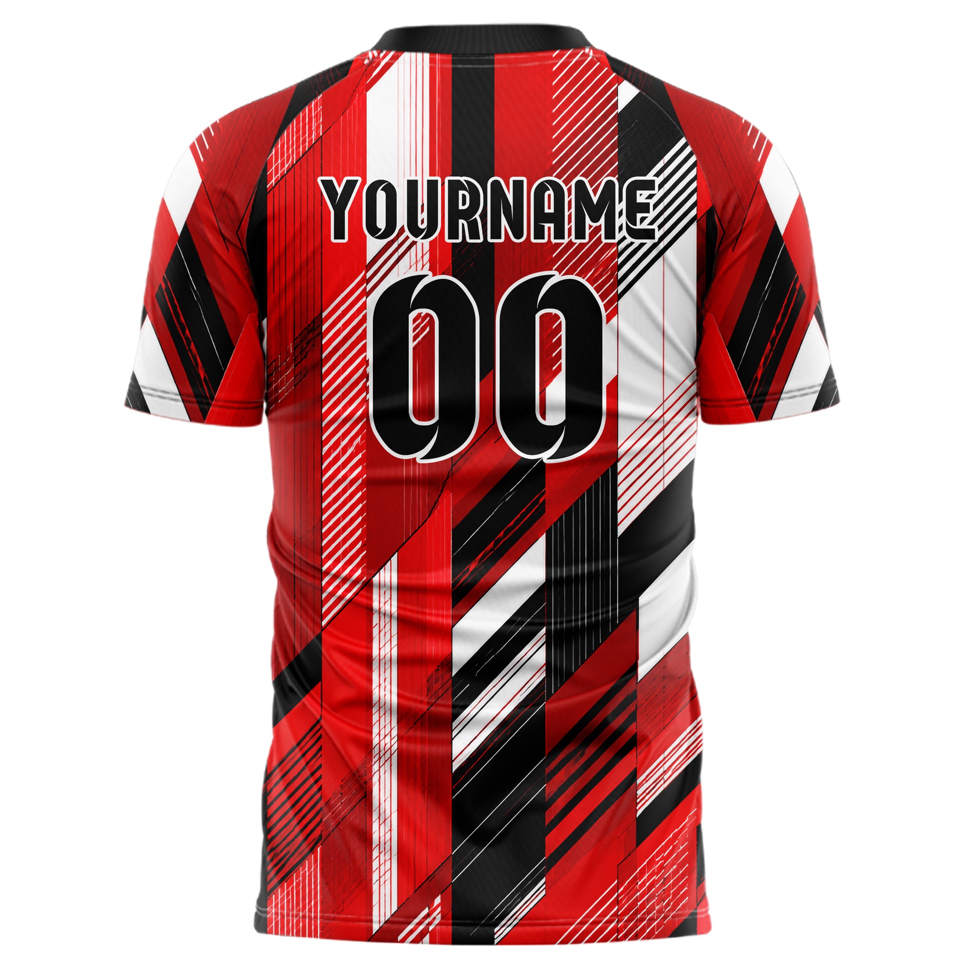 Rot lebendiges Streifen vertikale Baender Design 13-0086 individuelles Fußballtrikot back