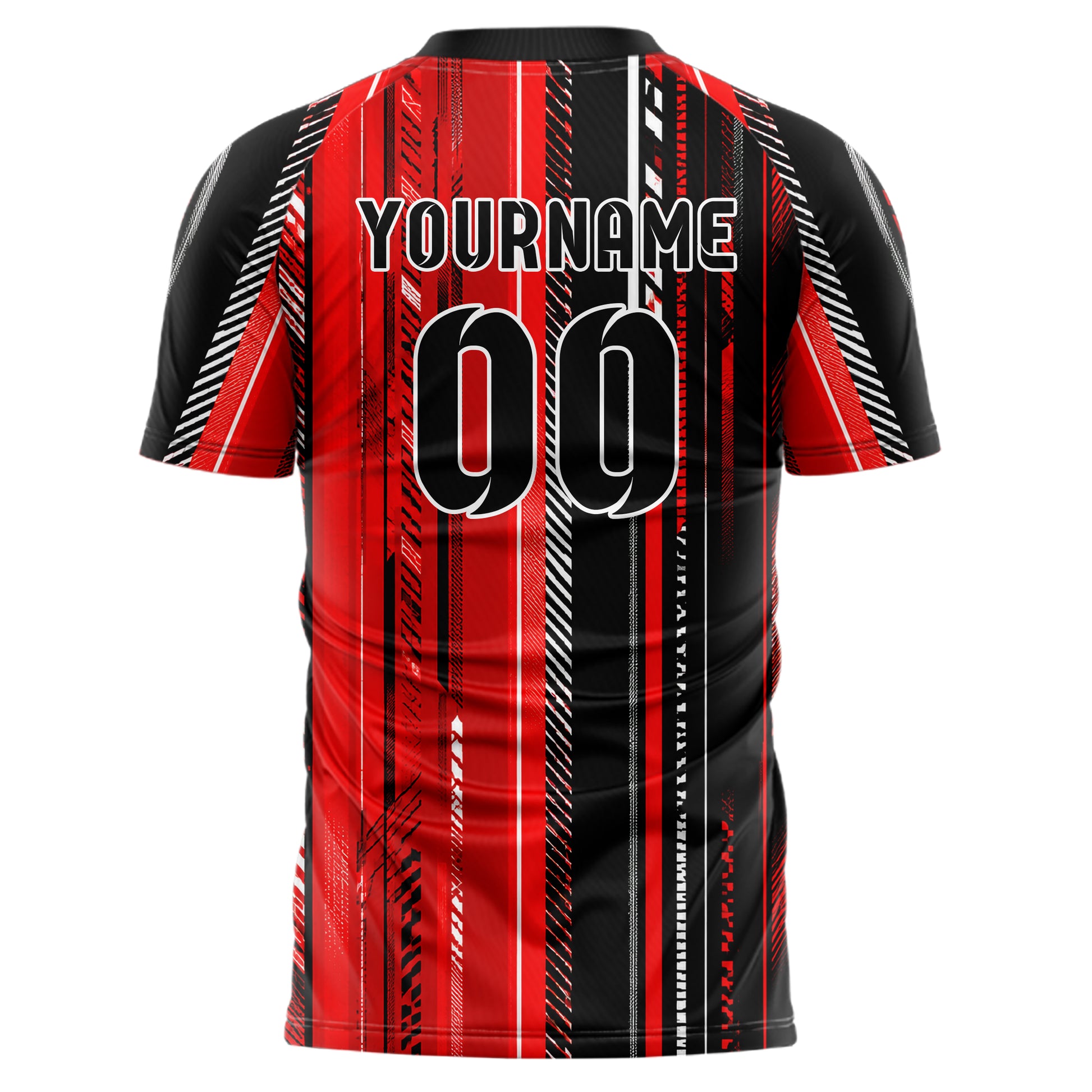 Rot lebendiges Streifen vertikale Baender Design 13-0122 individuelles Fußballtrikot back