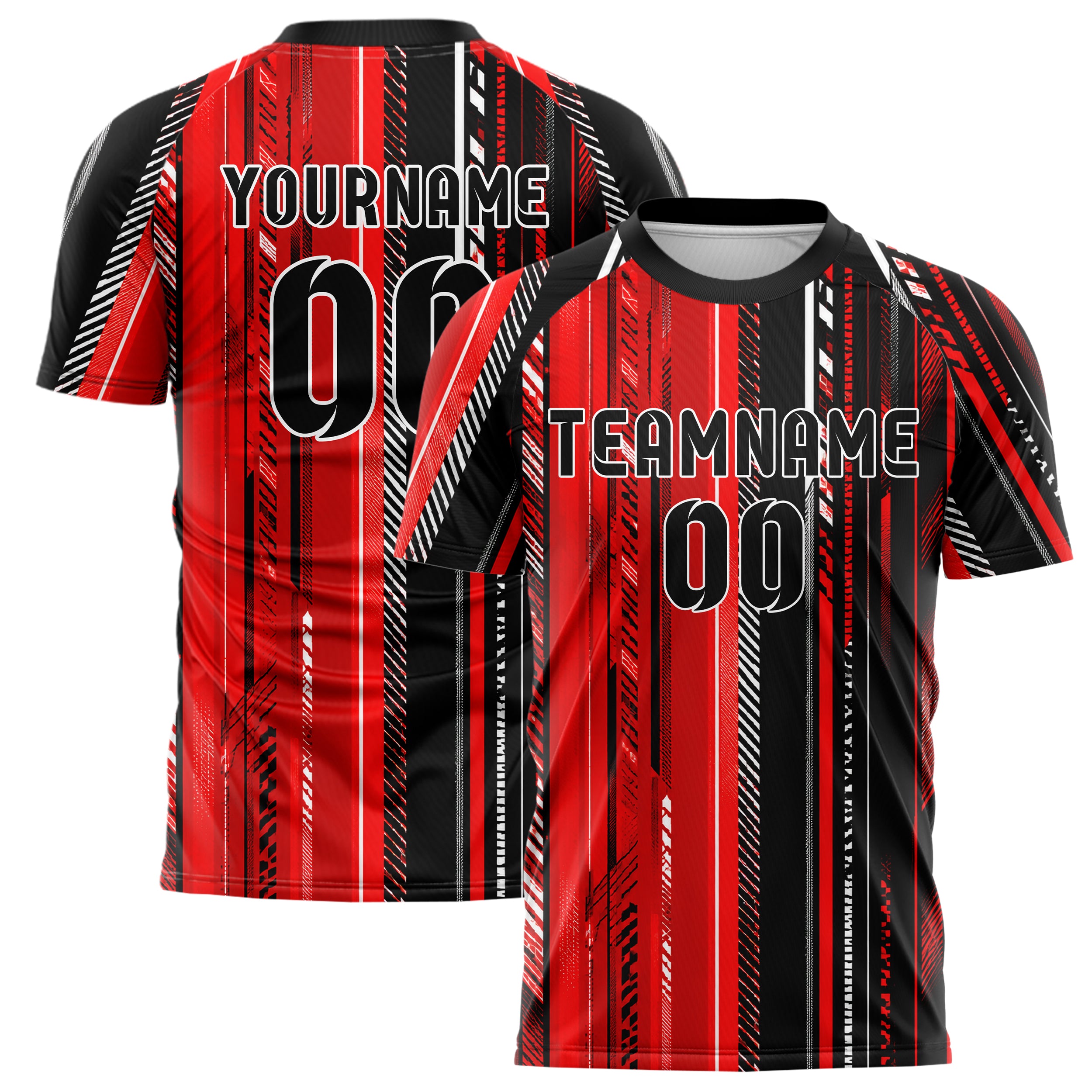 Rot lebendiges Streifen vertikale Baender Design 13-0122 individuelles Fußballtrikot main