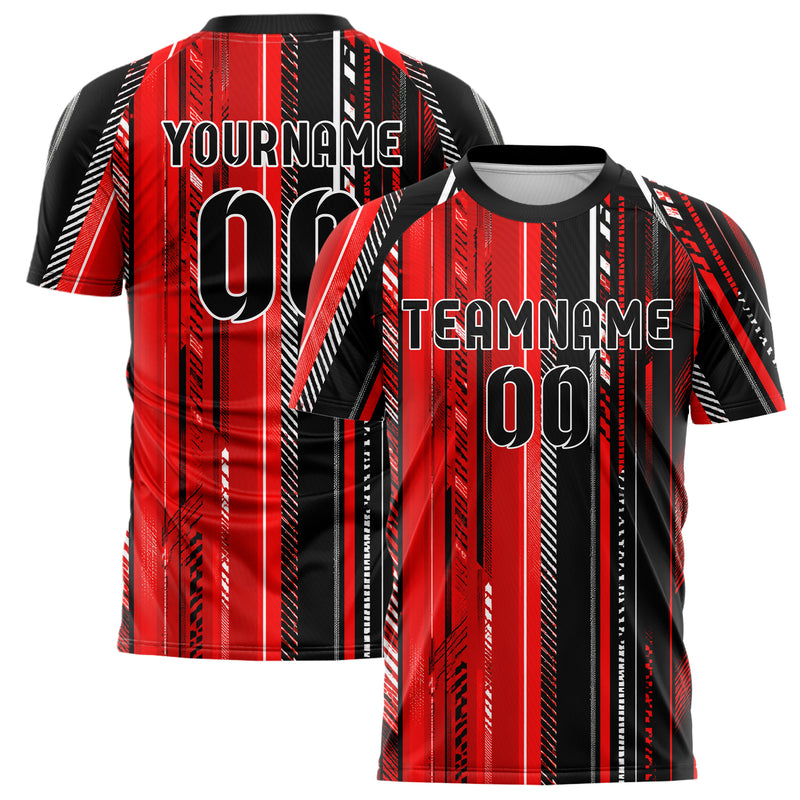 Rot lebendiges Streifen vertikale Baender Design 13-0122 individuelles Fußballtrikot main