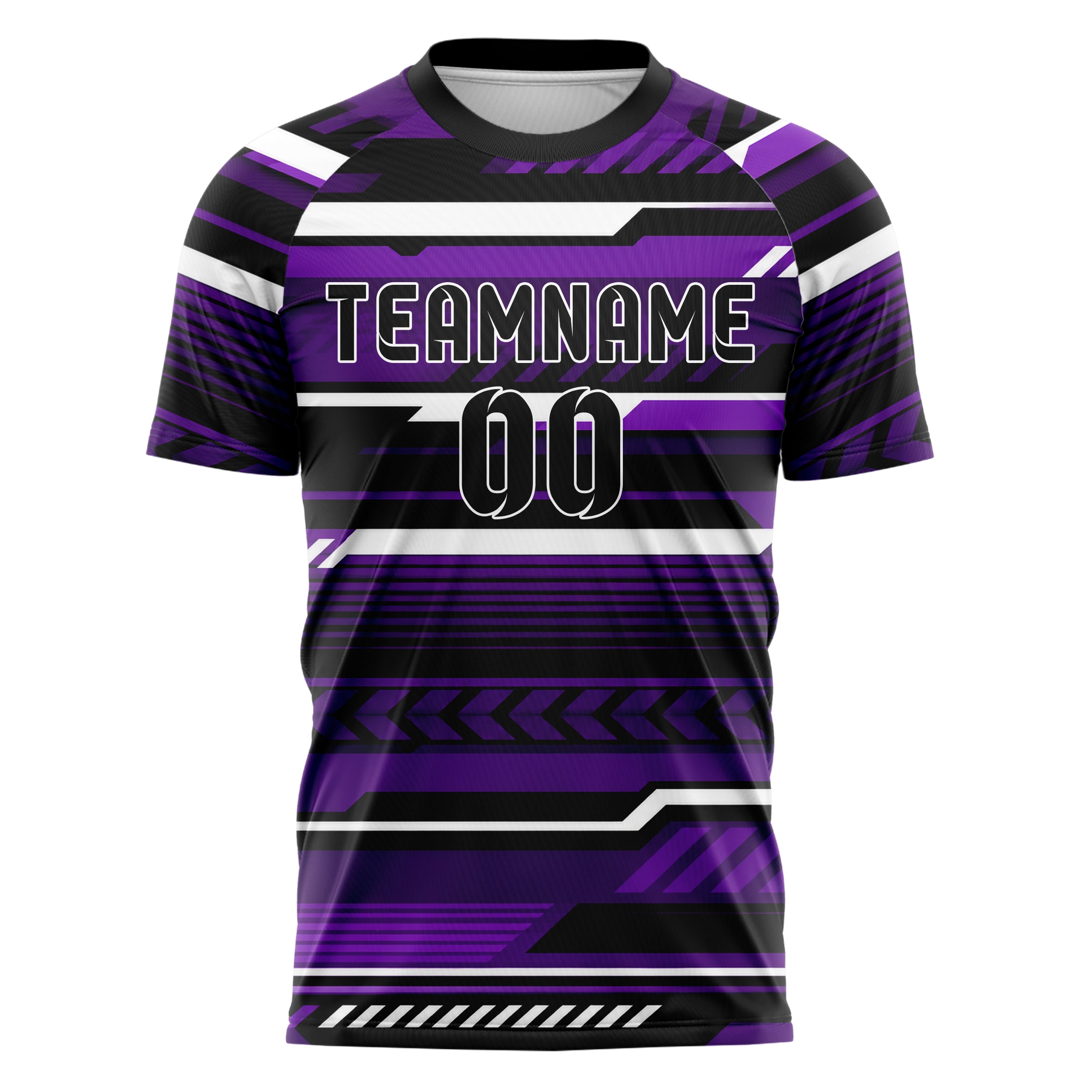 Dunkellila dunkles Streifen horizontale Baender Design 13-0153 individuelles Fußballtrikot front