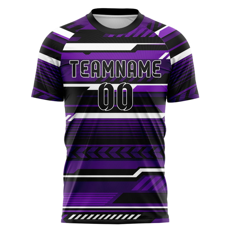 Dunkellila dunkles Streifen horizontale Baender Design 13-0153 individuelles Fußballtrikot front