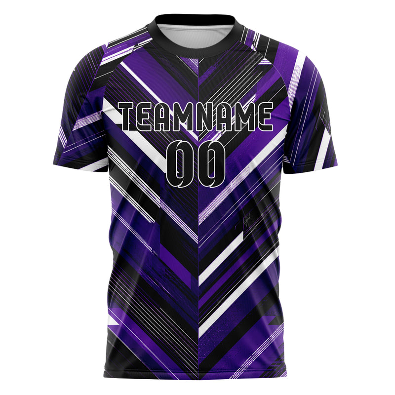Dunkellila dunkles Streifen breite diagonale Streifen Design 13-0018 individuelles Fußballtrikot front