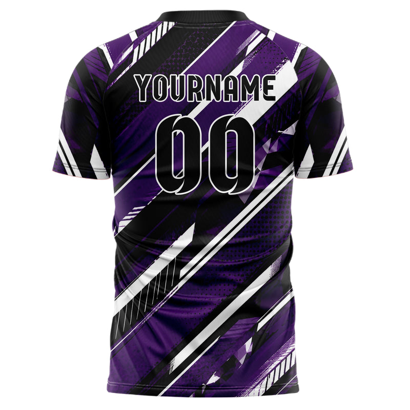 Dunkellila dunkles Streifen breite diagonale Streifen Design 13-0108 individuelles Fußballtrikot back