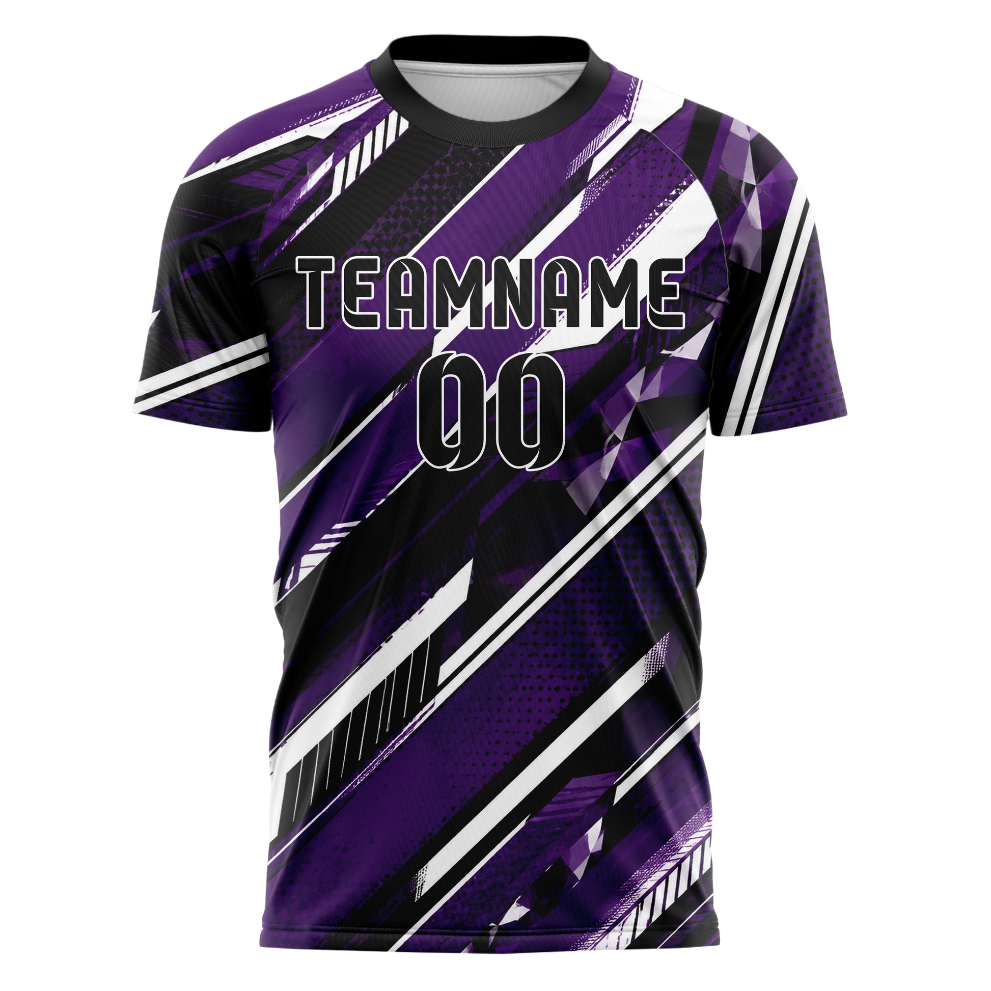Dunkellila dunkles Streifen breite diagonale Streifen Design 13-0108 individuelles Fußballtrikot front