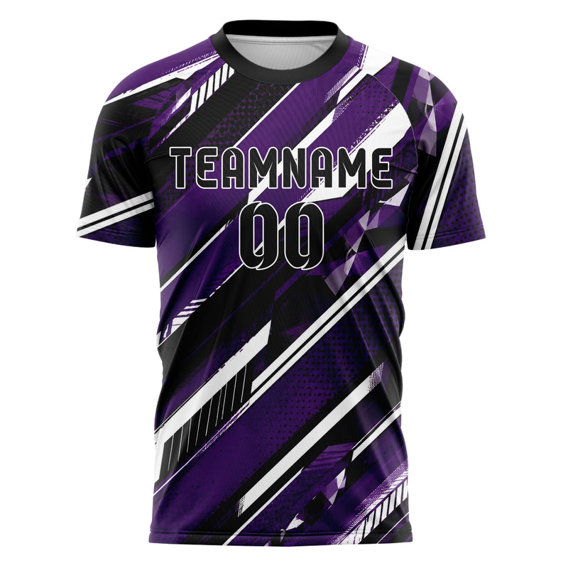 Dunkellila dunkles Streifen breite diagonale Streifen Design 13-0108 individuelles Fußballtrikot front