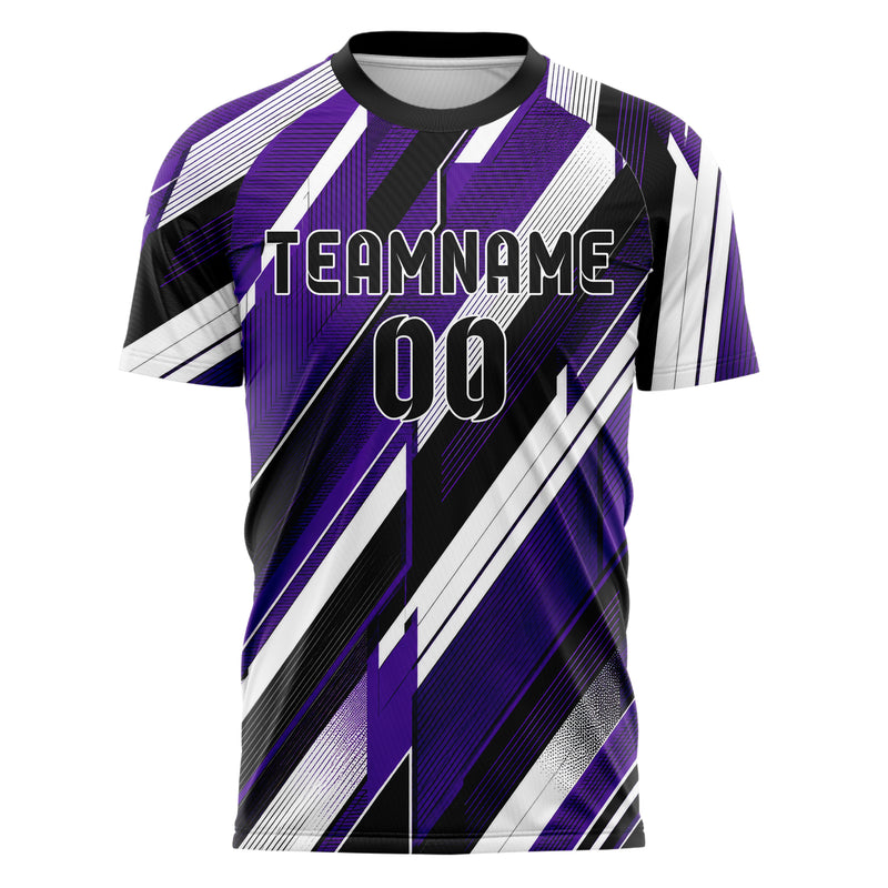 Dunkellila dunkles Streifen breite diagonale Streifen Design 13-0162 individuelles Fußballtrikot front