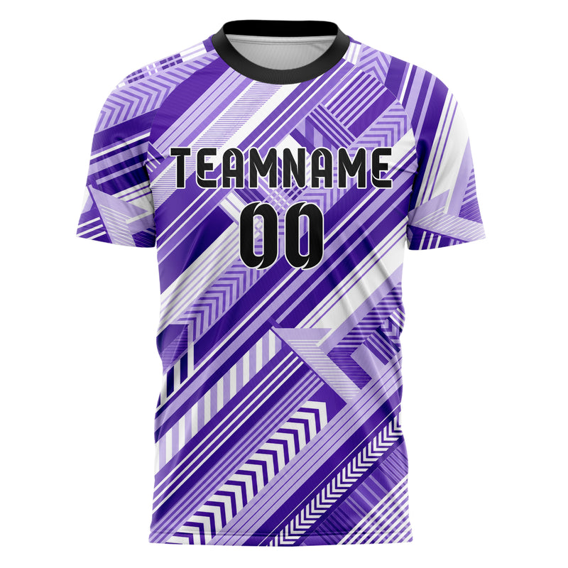 Lila lebendiges Streifen interlocking diagonal Grid Design 13-0142 individuelles Fußballtrikot front